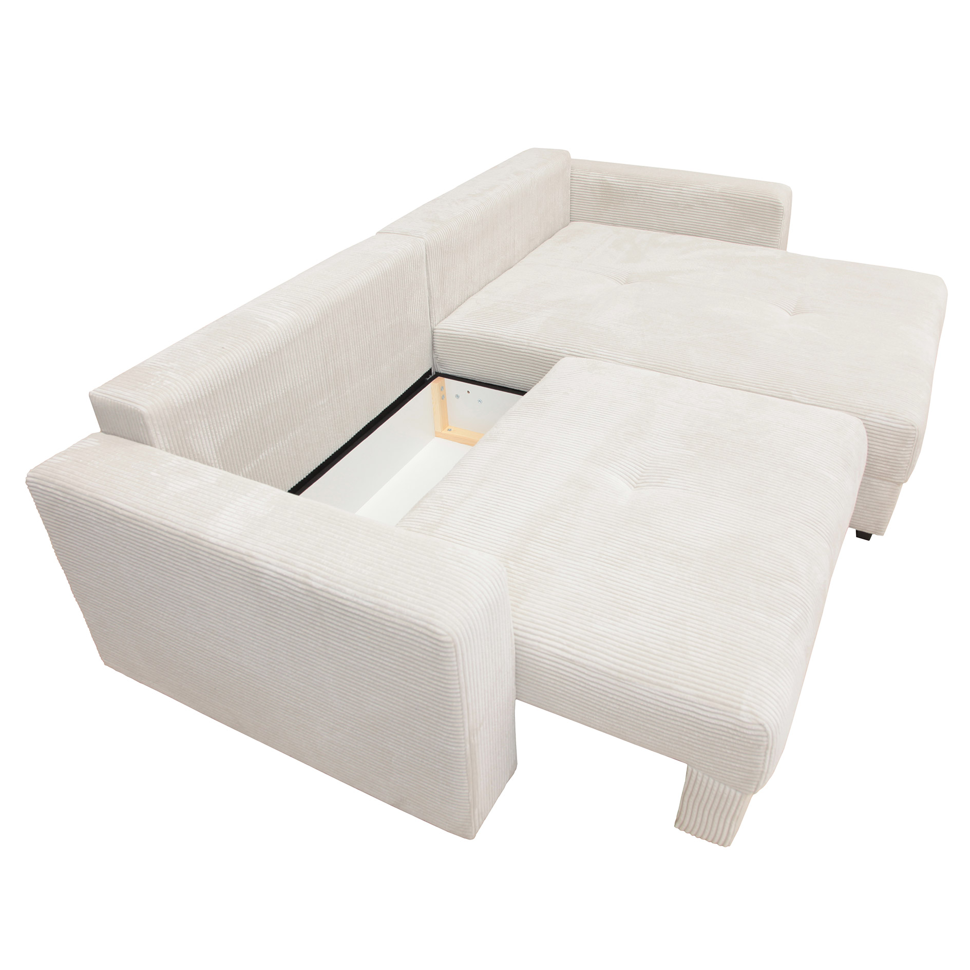 Funktionsecke - creme - Boxspringfederung - Dauerschläfer mit Staukasten