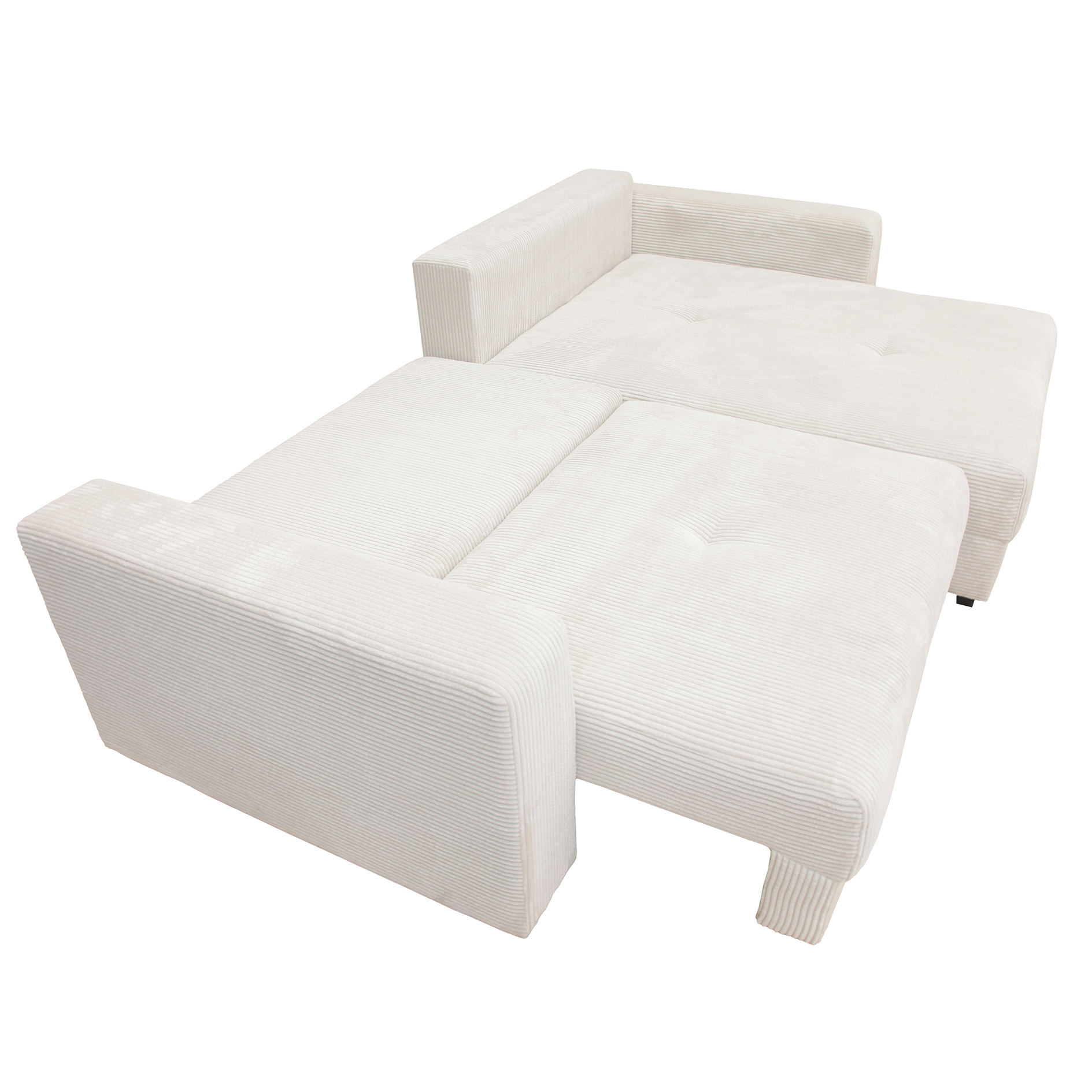 Funktionsecke - creme - Boxspringfederung - Dauerschläfer mit Staukasten