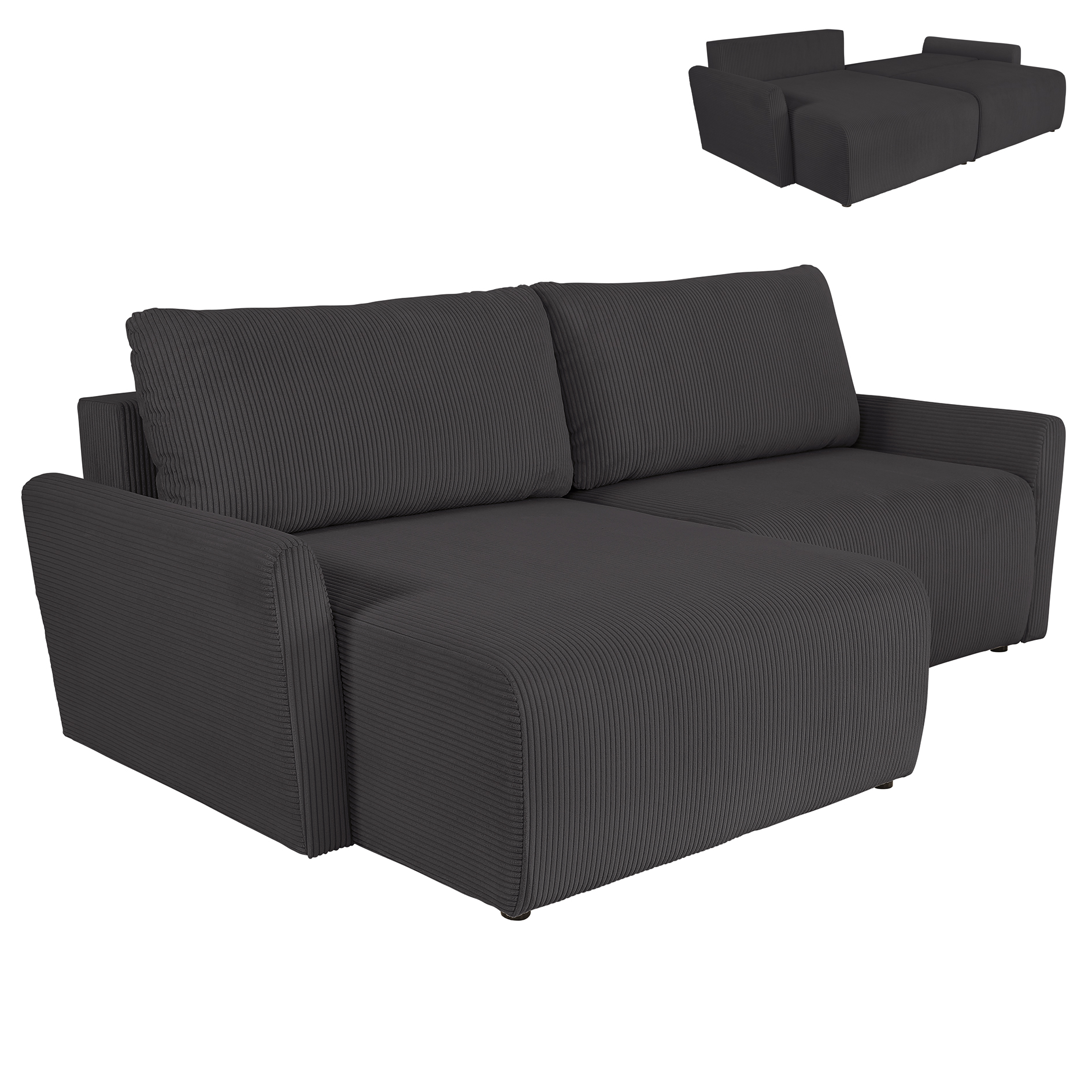 Funktionsecke - graphite - Staukasten und Liegefunktion