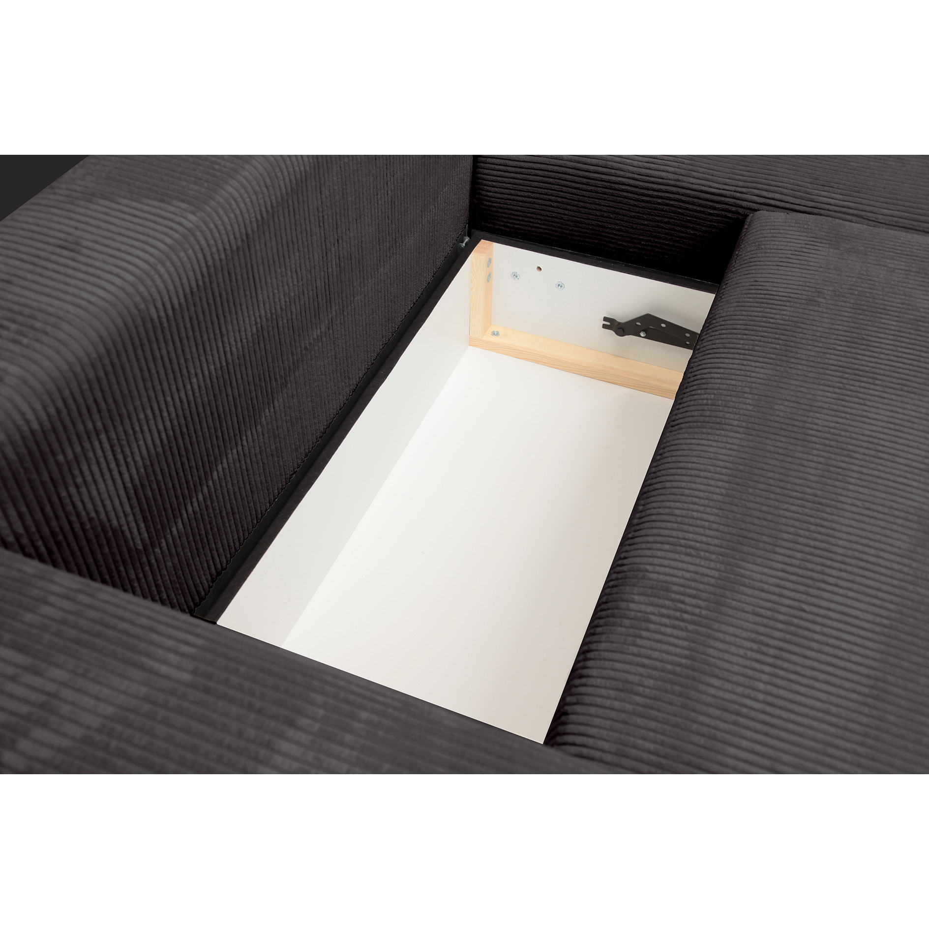 Funktionsecke - grau - Boxspringfederung - Dauerschläfer mit Staukasten