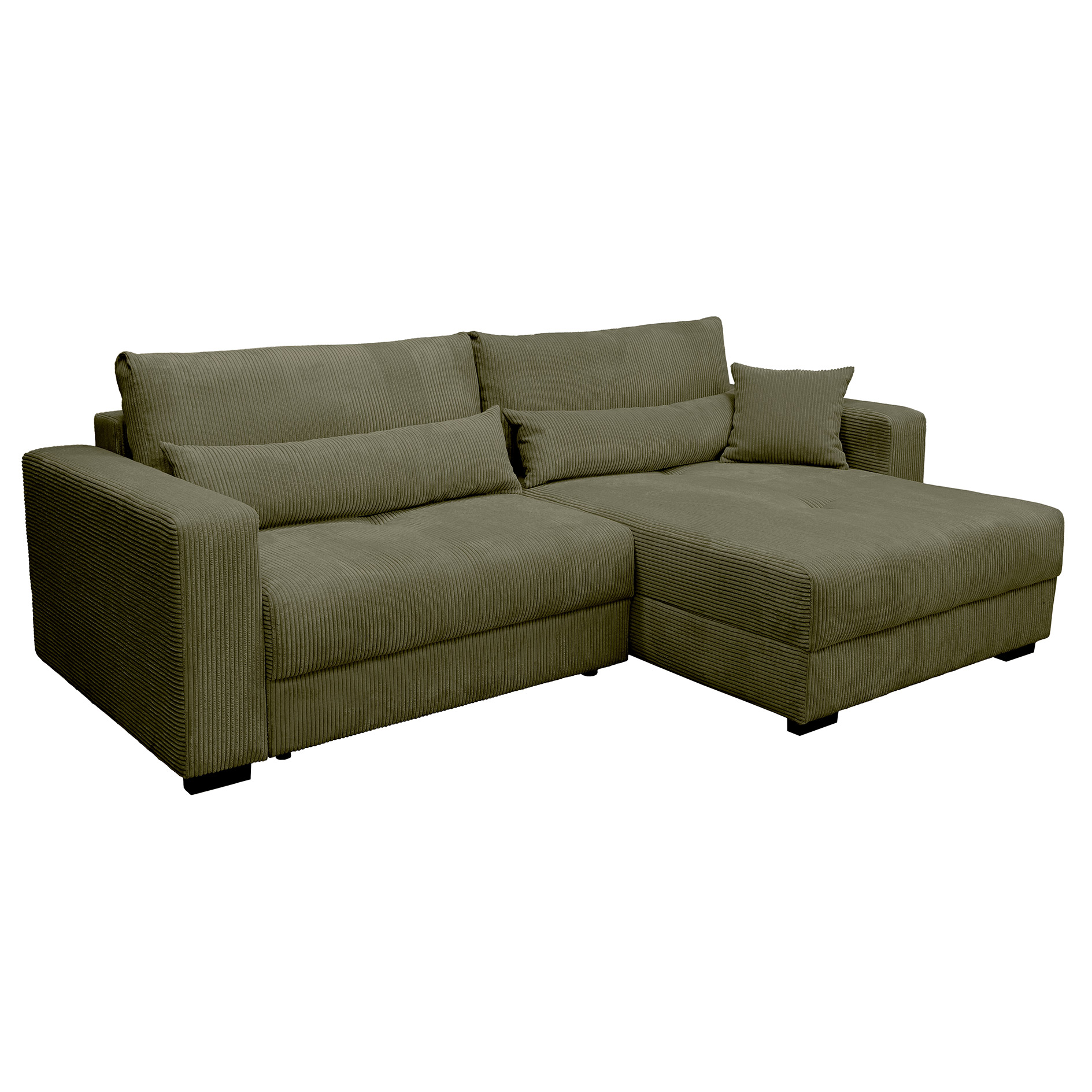 Funktionsecke - olive - Boxspringfederung - Dauerschläfer mit Staukasten