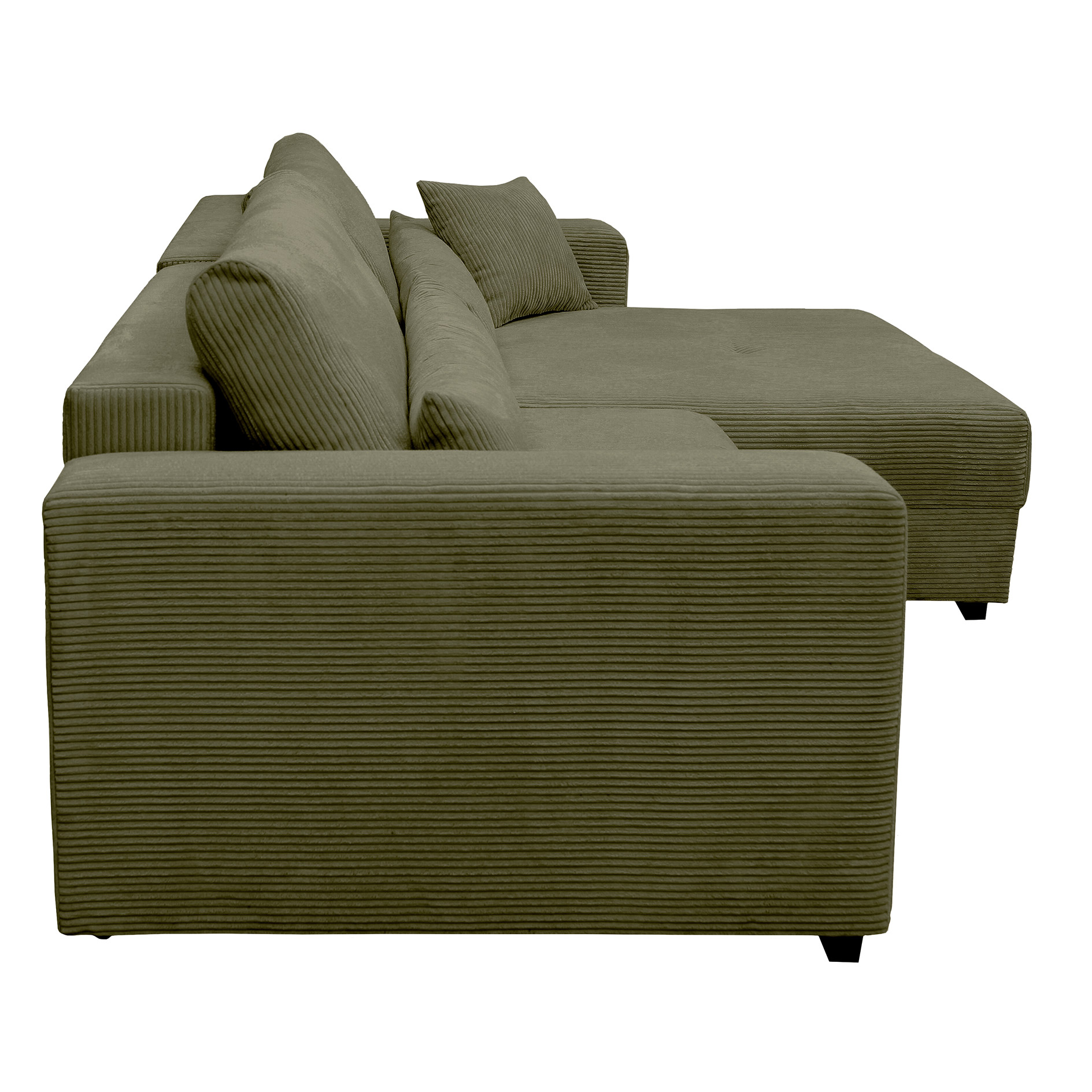 Funktionsecke - olive - Boxspringfederung - Dauerschläfer mit Staukasten