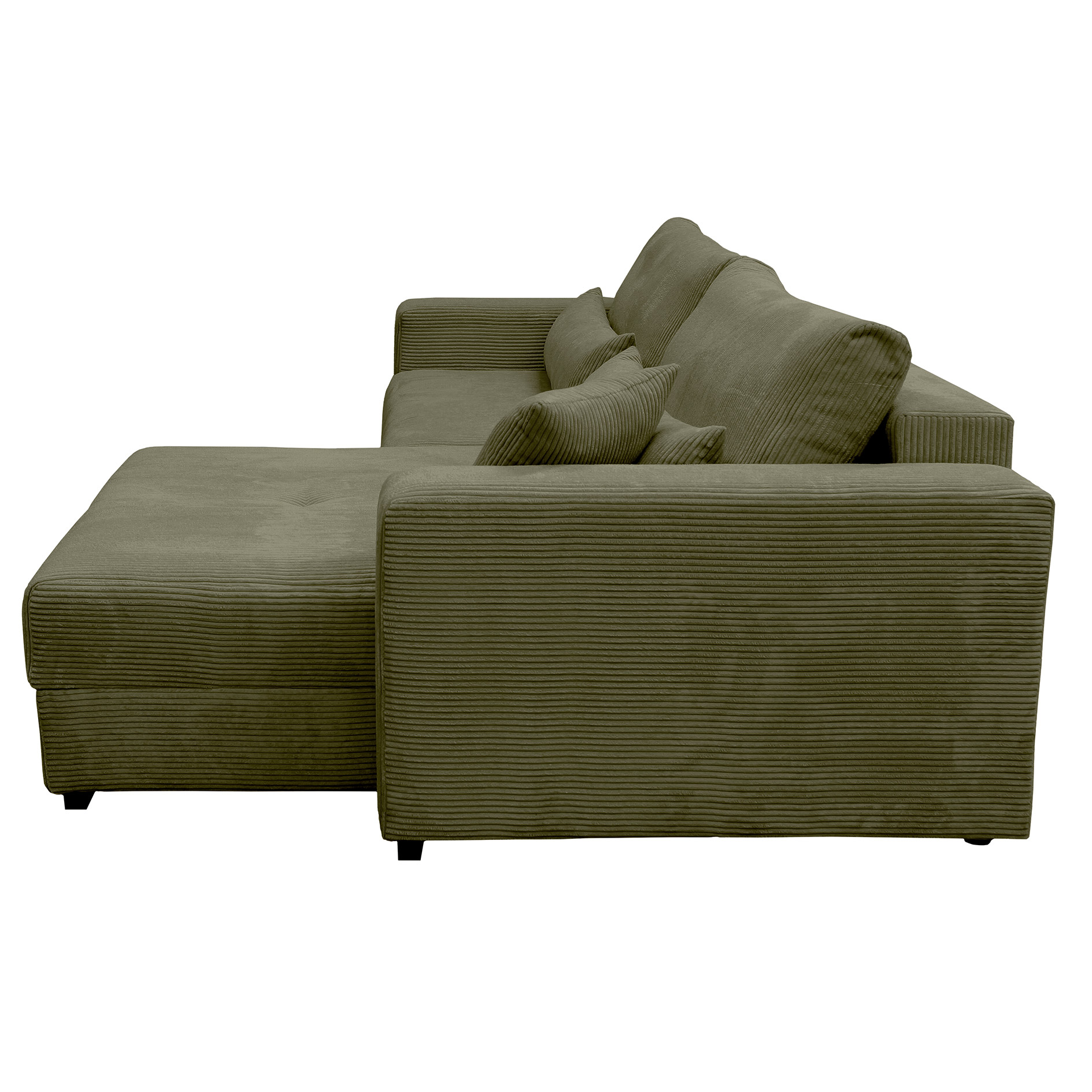 Funktionsecke - olive - Boxspringfederung - Dauerschläfer mit Staukasten
