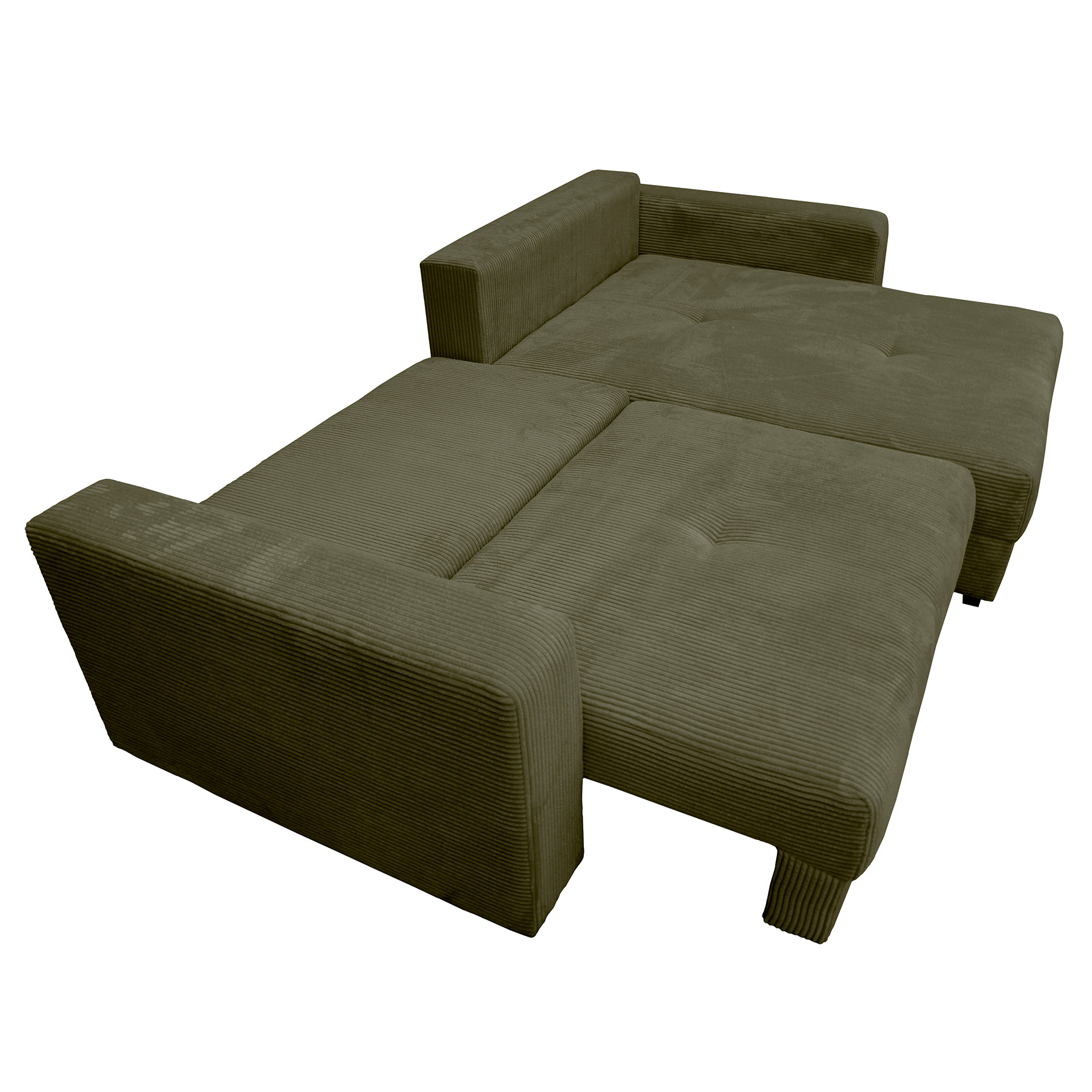Funktionsecke - olive - Boxspringfederung - Dauerschläfer mit Staukasten