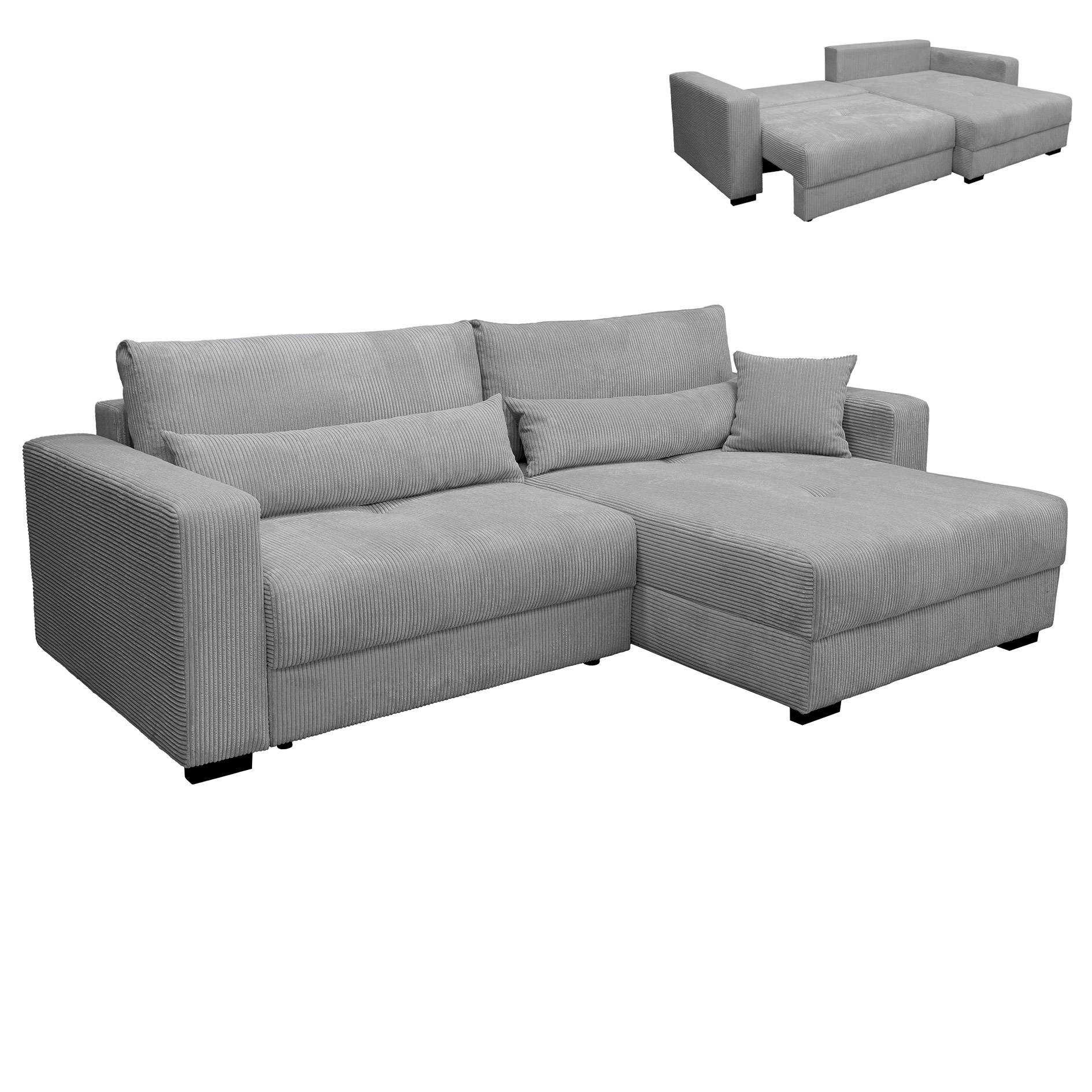 Funktionsecke - silver - Boxspringfederung - Dauerschläfer mit Staukasten