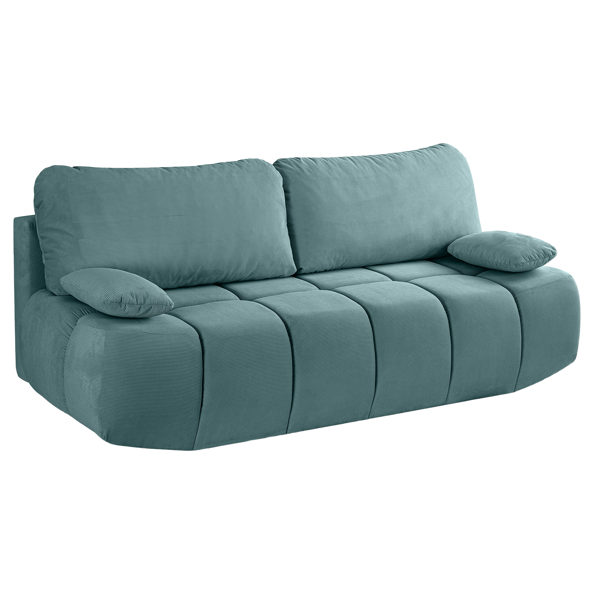 Funktionssofa LAUDER - mint-blau - Cord - Liegefunktion - Staukasten