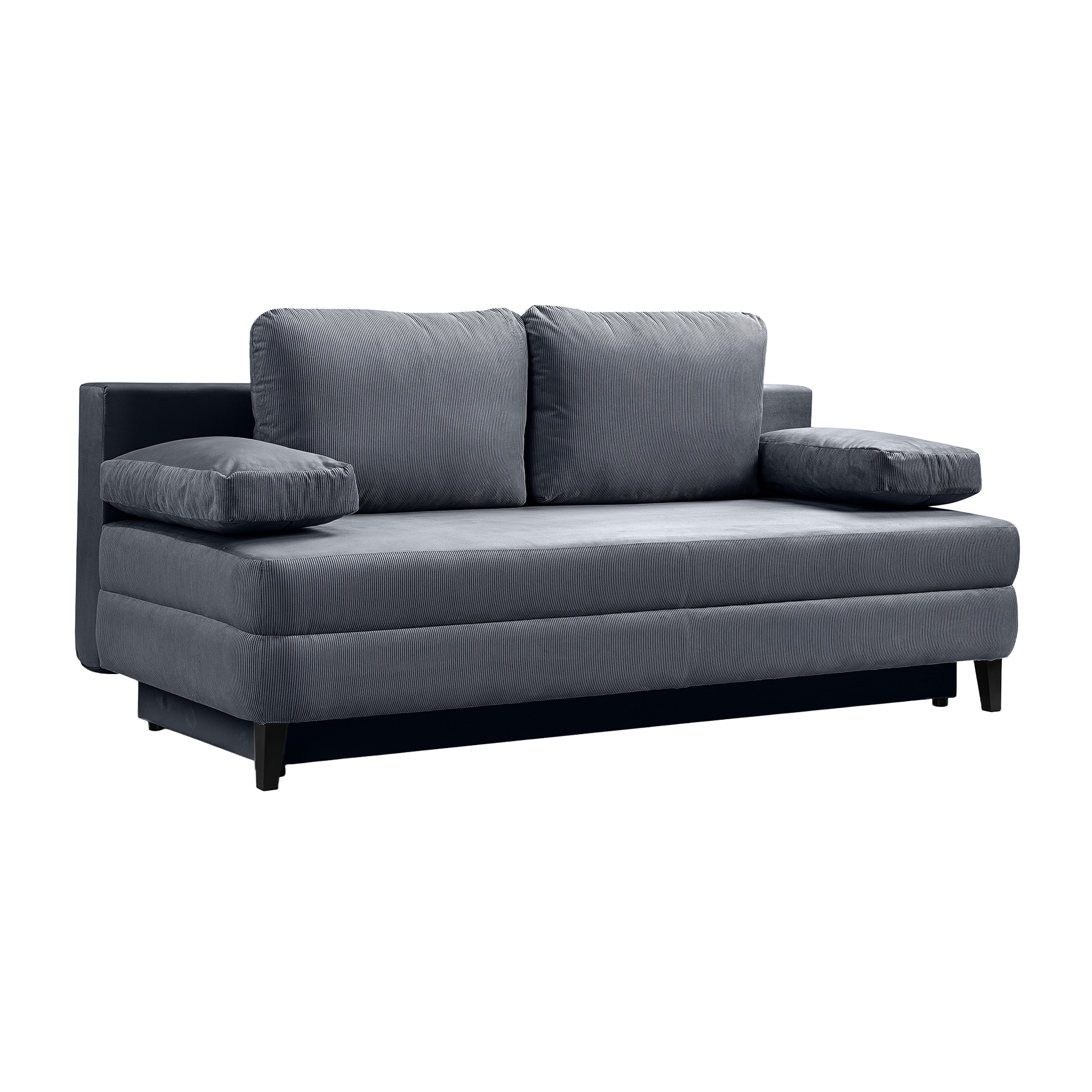 Funktionssofa SORTO - blau-grau - Cord - Liegefunktion - Staukasten