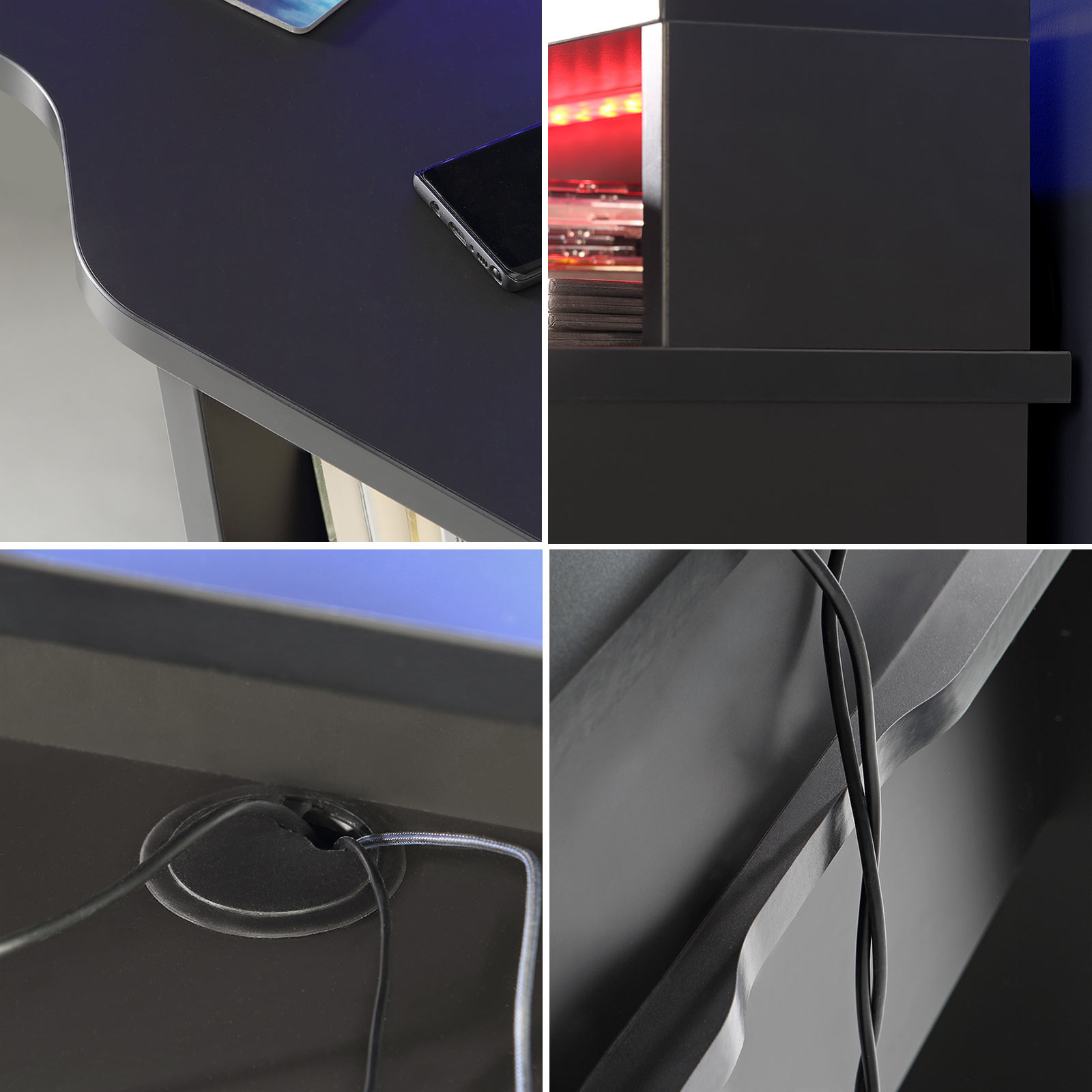 Gamer-Schreibtisch - schwarz matt - 160 cm