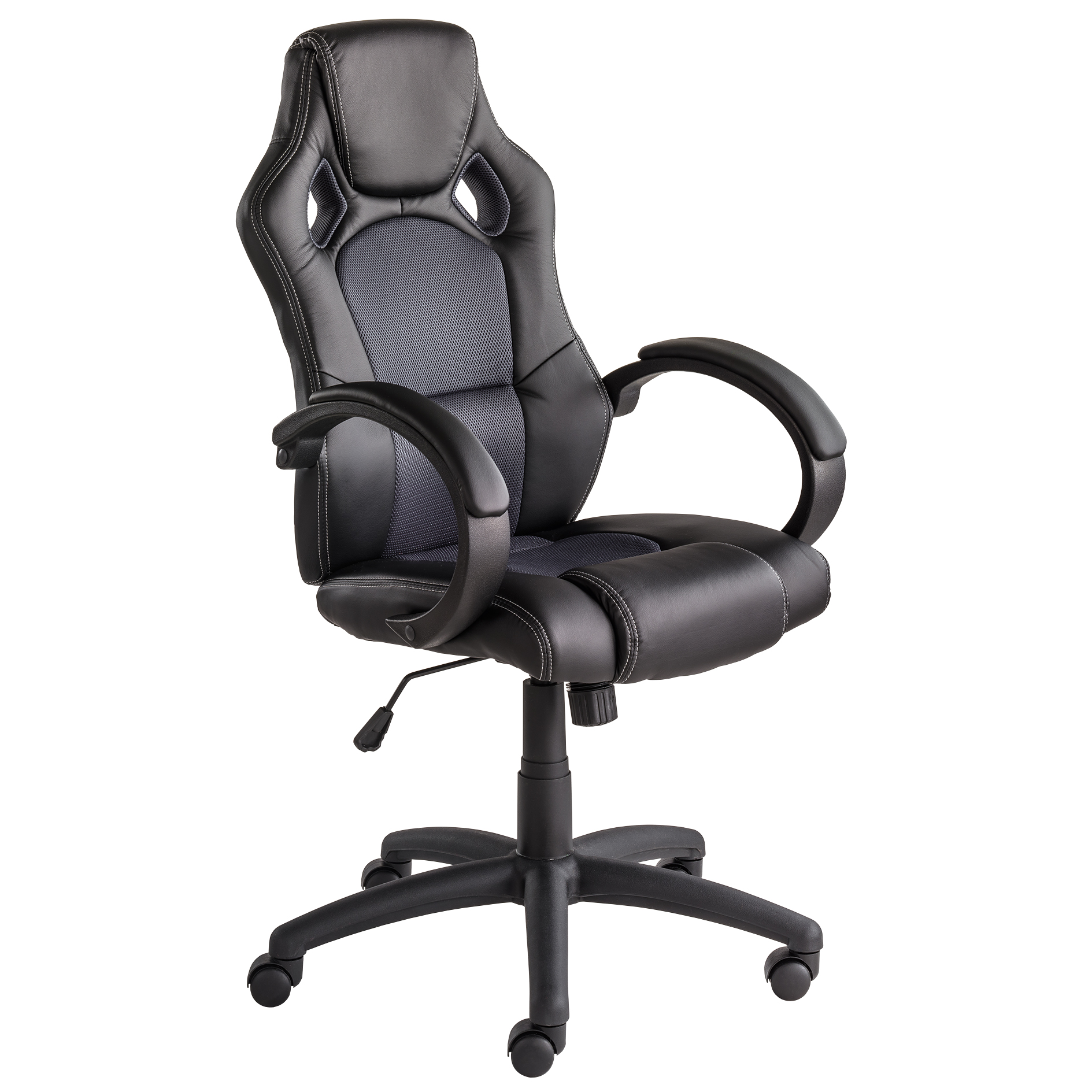 Gaming-Stuhl - schwarz-grau - Lederoptik