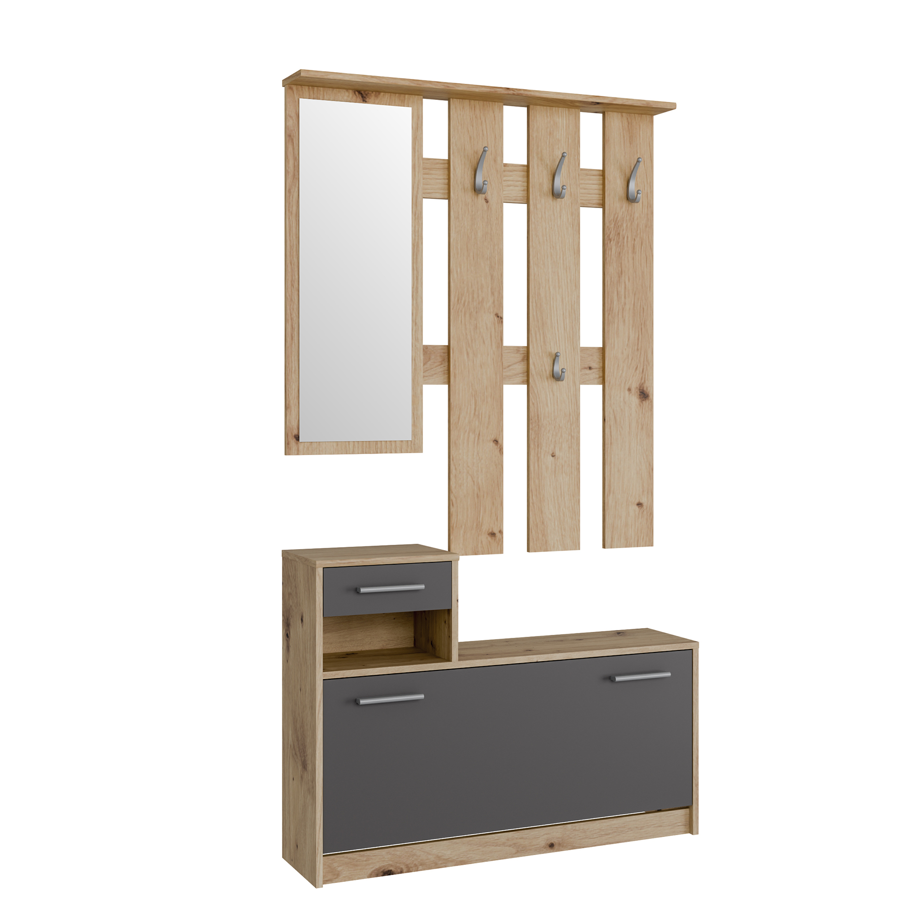 Garderobe - Artisan Eiche - grau - 98 cm
