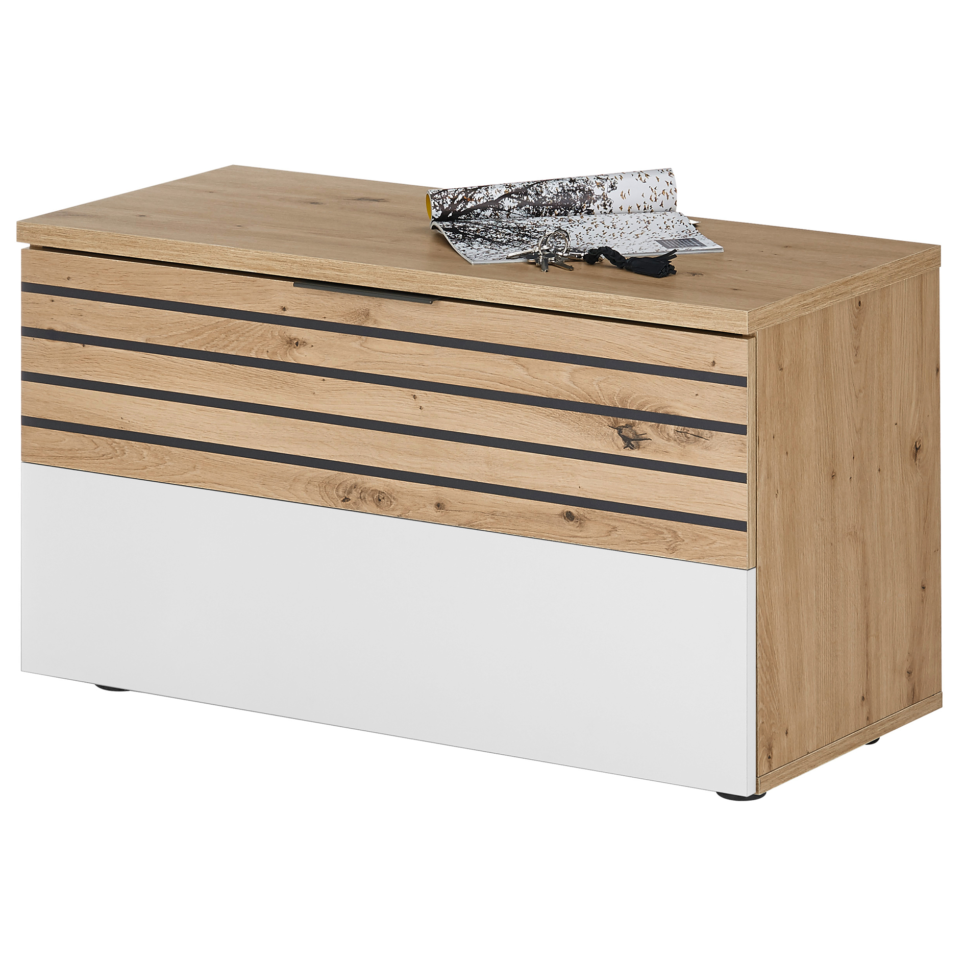 Garderobenbank - Artisan Eiche - weiß - eine Klappe