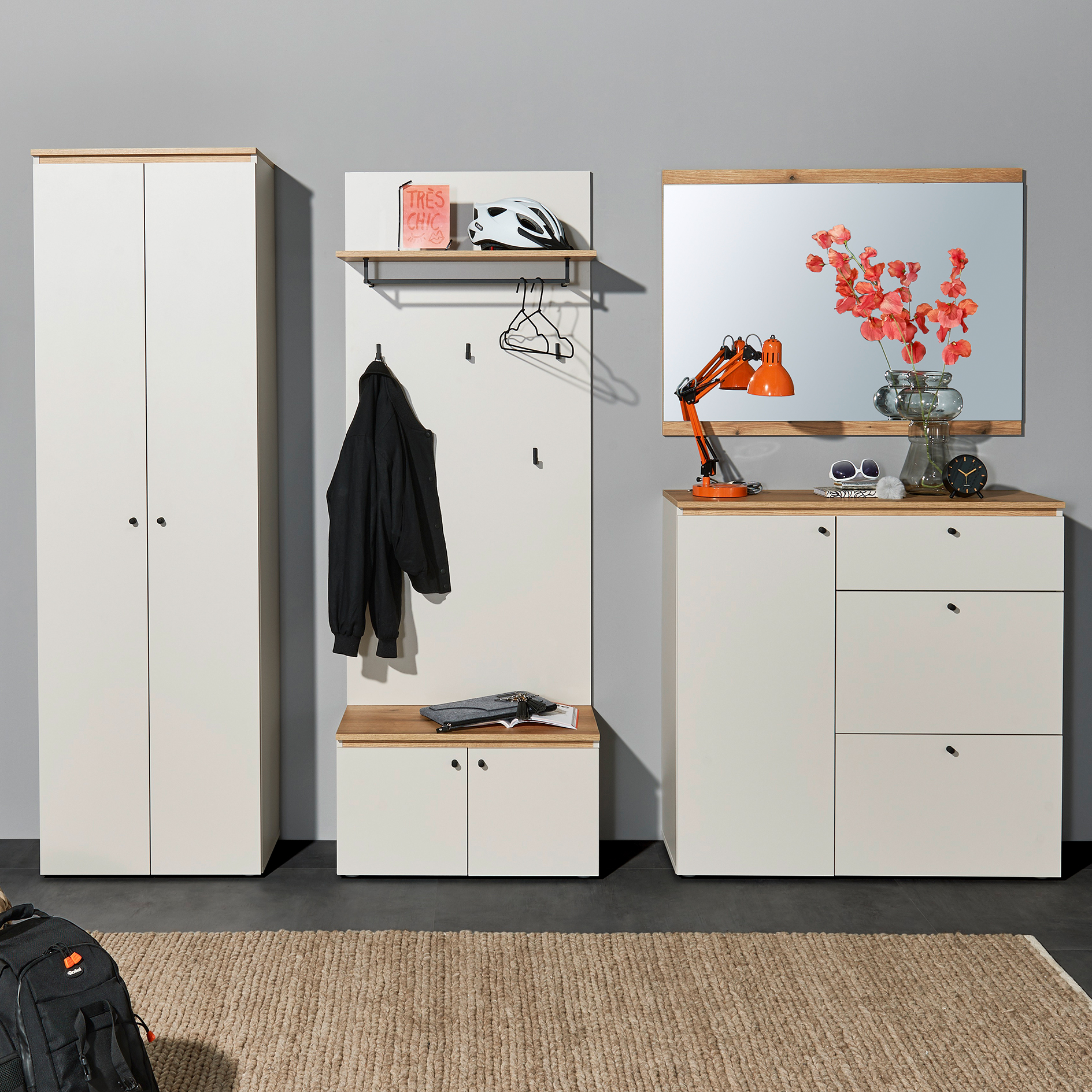 Garderobenbank - Kashmir-Evoke Eiche - 2 Türen - 70 cm