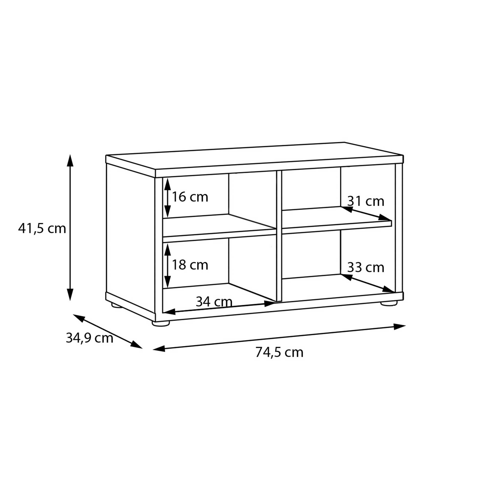 Garderobenbank - nachtblau - 2 Türen - 75 cm