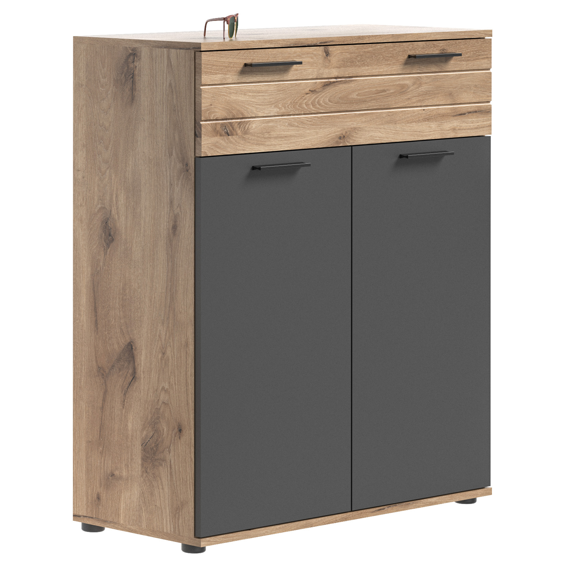Garderobenkommode MASON - Nox Oak - Basalt grau - 90 cm