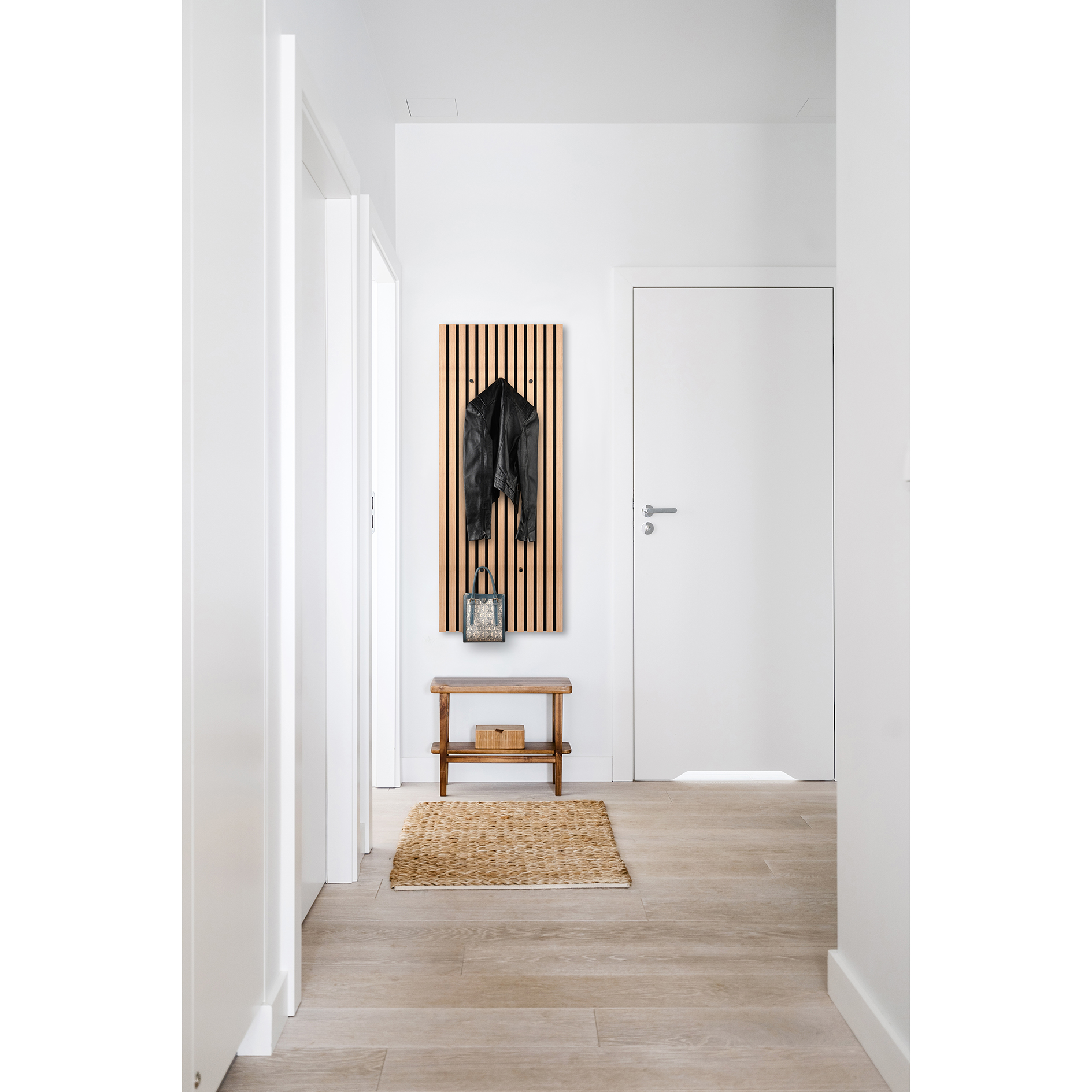 Garderobenpaneel - Artisan Eiche - schwarz - Akustikpaneel-Optik - 50x125 cm