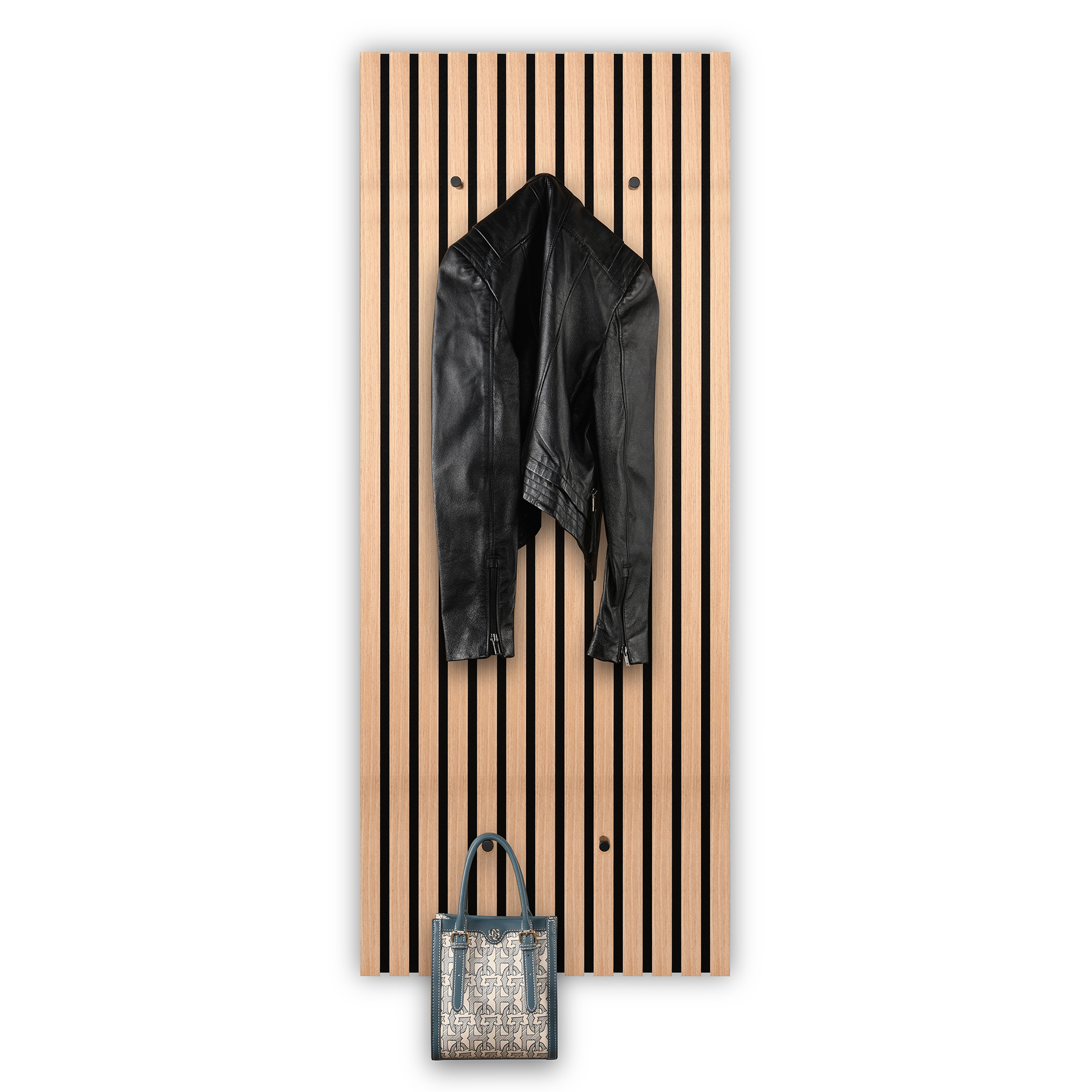 Garderobenpaneel - Artisan Eiche - schwarz - Akustikpaneel-Optik - 50x125 cm