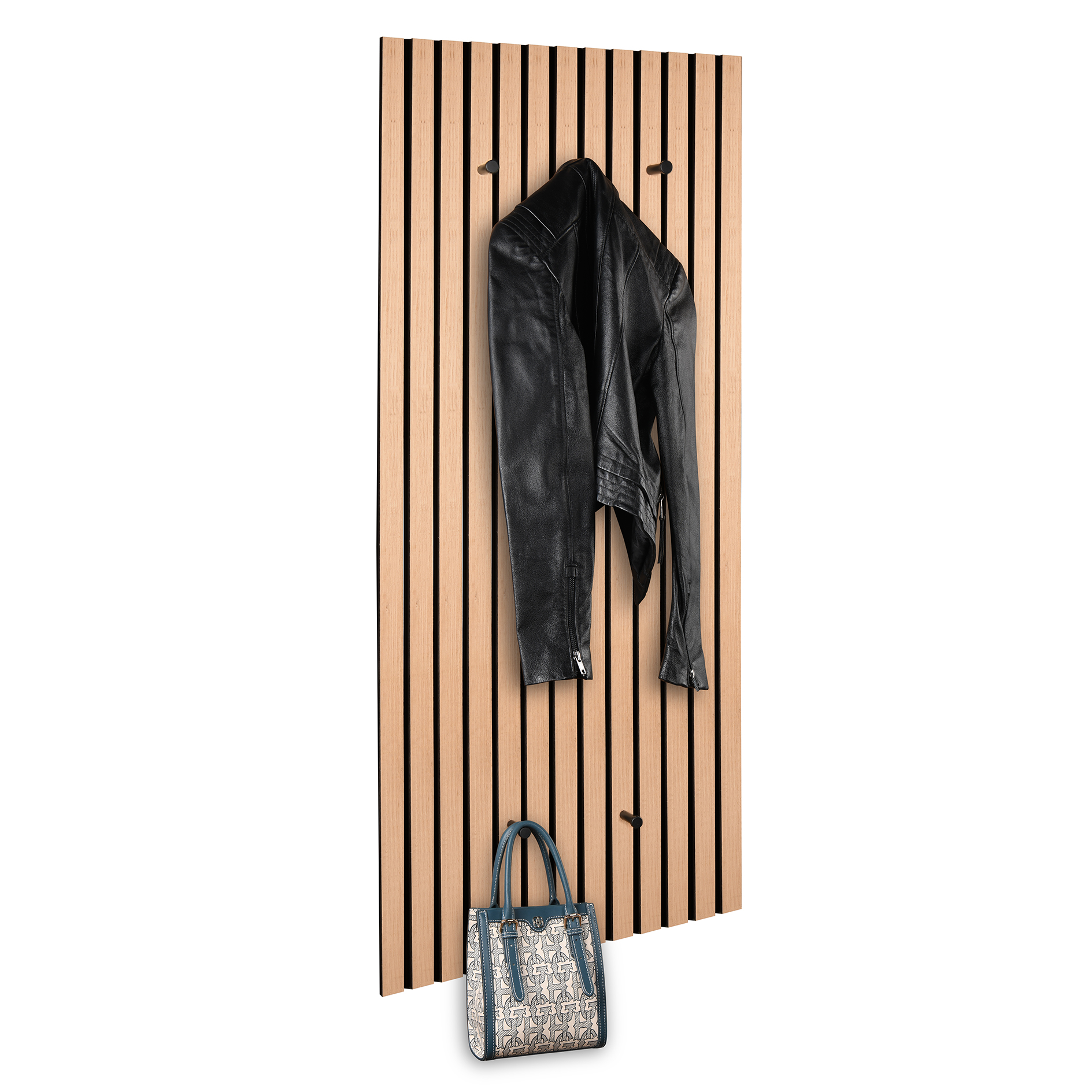Garderobenpaneel - Artisan Eiche - schwarz - Akustikpaneel-Optik - 50x125 cm