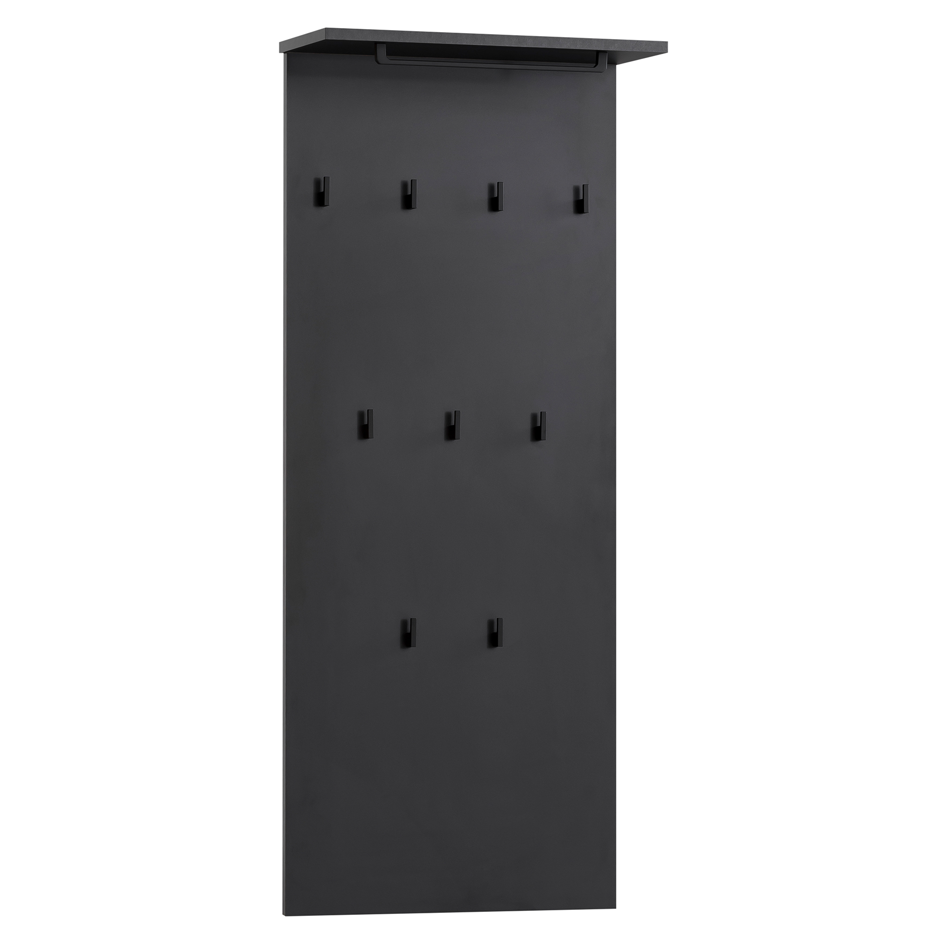 Garderobenpaneel - schwarz - 9 Haken - 50 cm