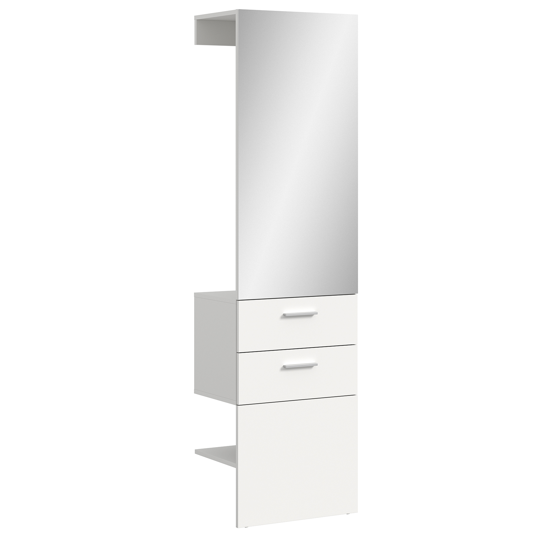 Garderobenpaneel VAGA - weiß - mit Spiegelfläche - 52 cm