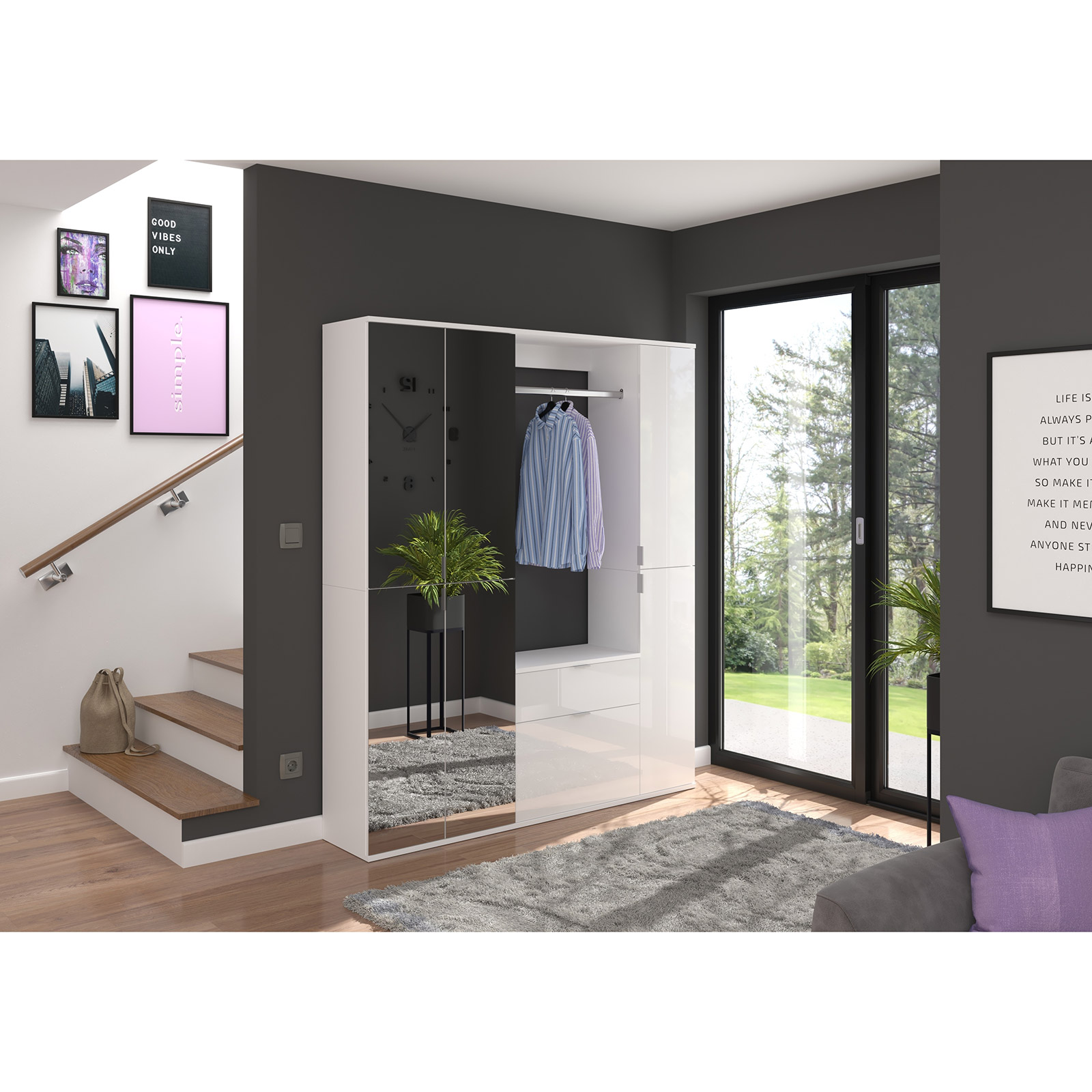 Garderobenschrank PROJEKT X - weiß - 30 cm breit