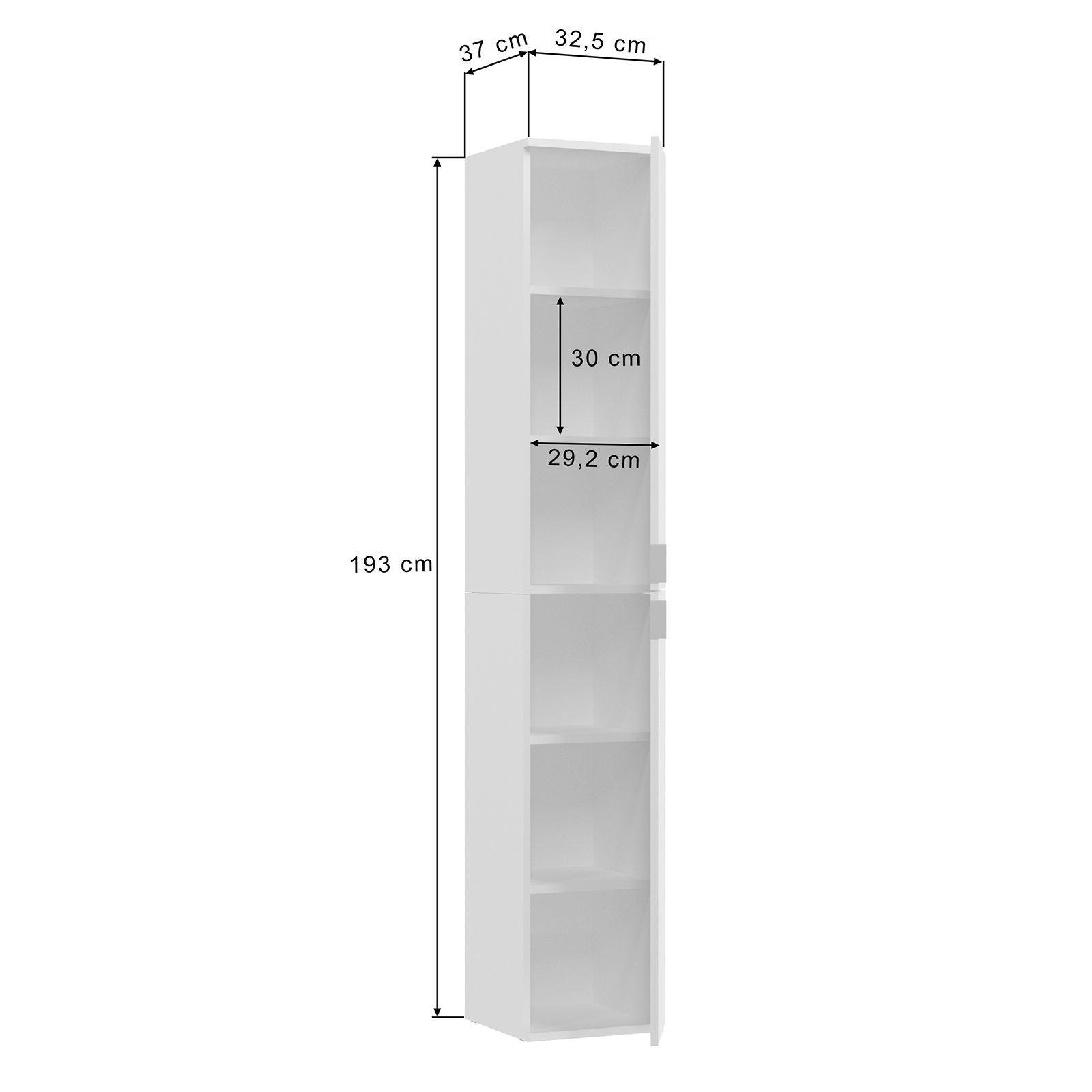 Garderobenschrank PROJEKT X - weiß - 30 cm breit