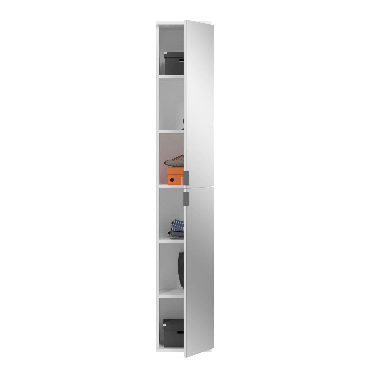 Garderobenschrank PROJEKT X - weiß - mit Spiegel - 30 cm breit