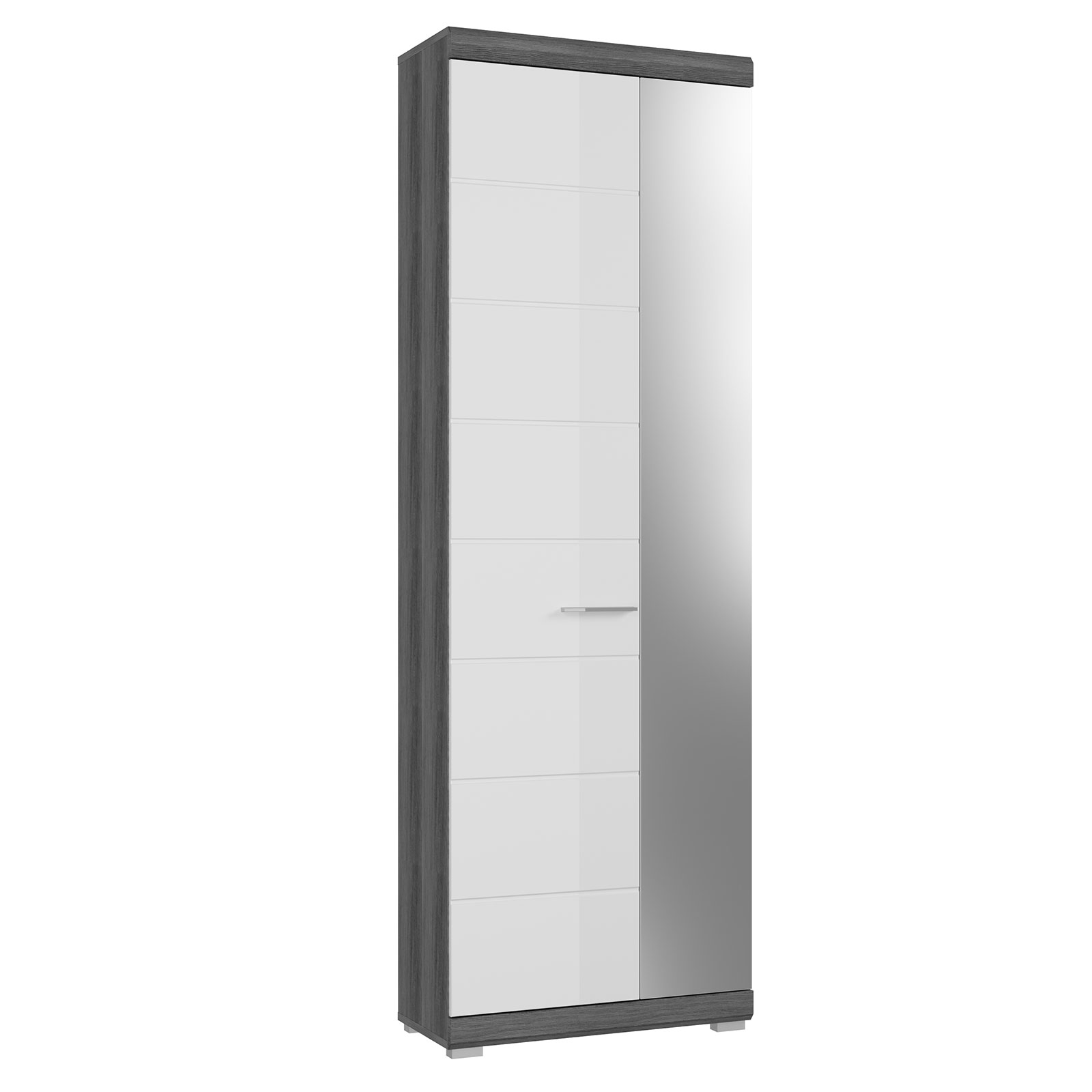 Garderobenschrank - Rauchsilber - weiß Hochglanz - 62 cm