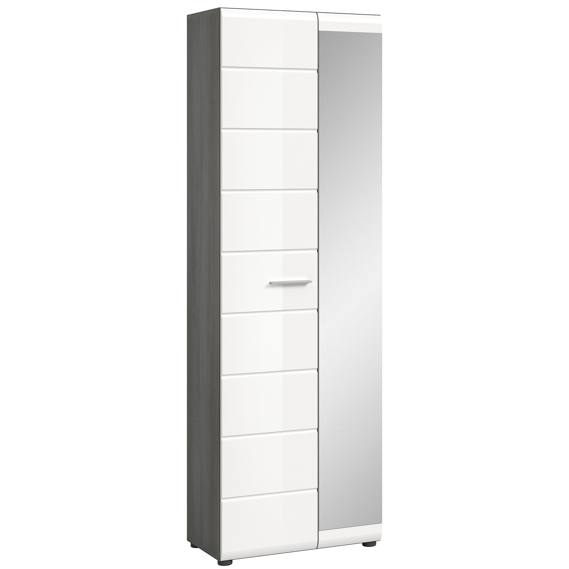 Garderobenschrank SALSA - rauchsilber - weiß Hochglanz - 60 cm