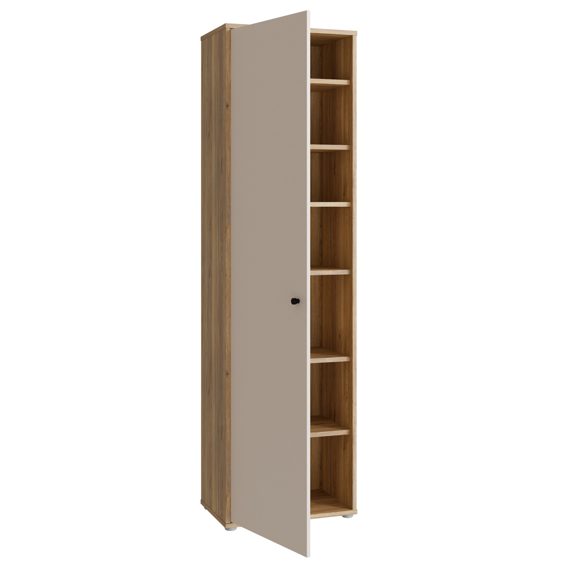 Garderobenschrank - sandfarben - Mauvella Eiche - 54 cm breit