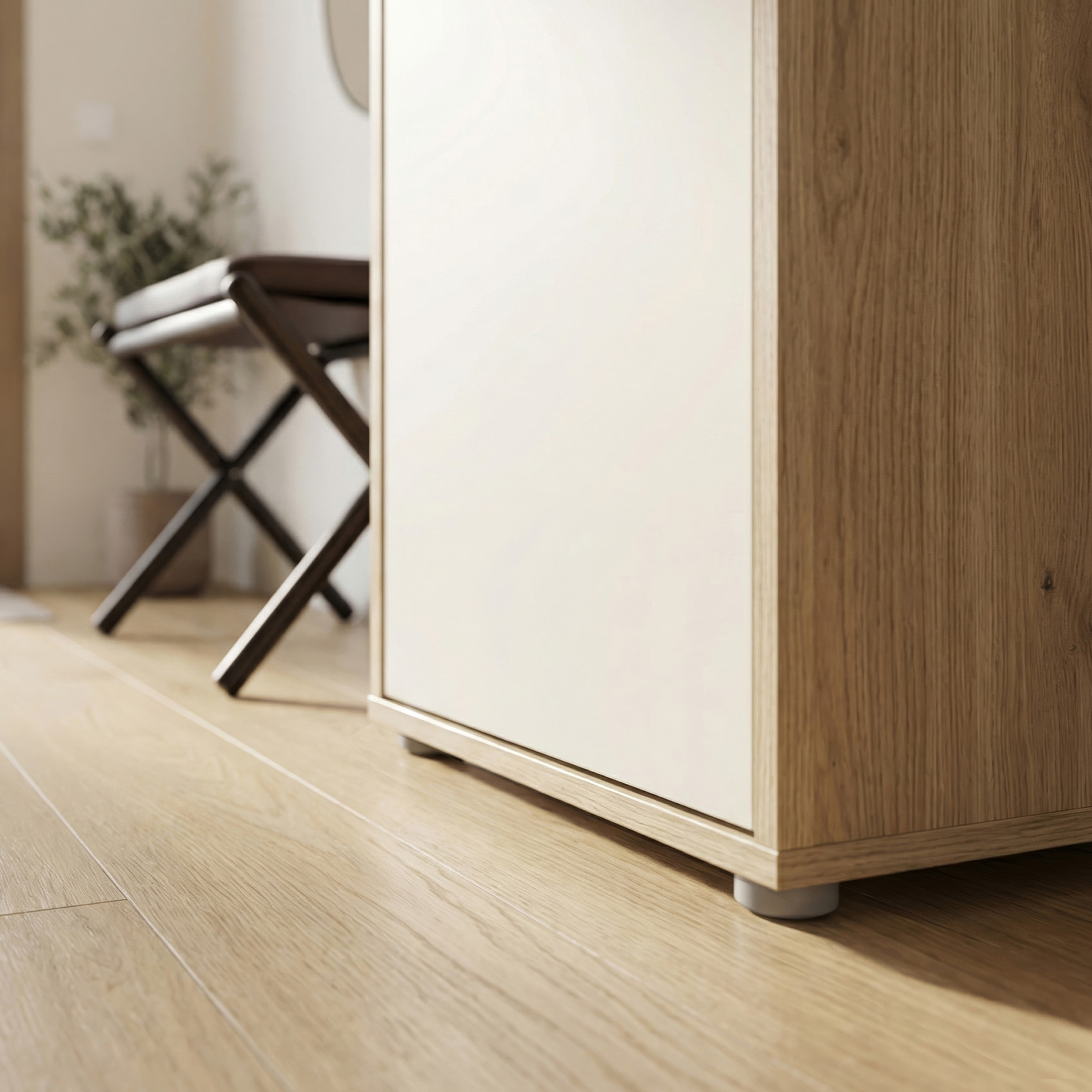 Garderobenschrank - sandfarben - Mauvella Eiche - 54 cm breit