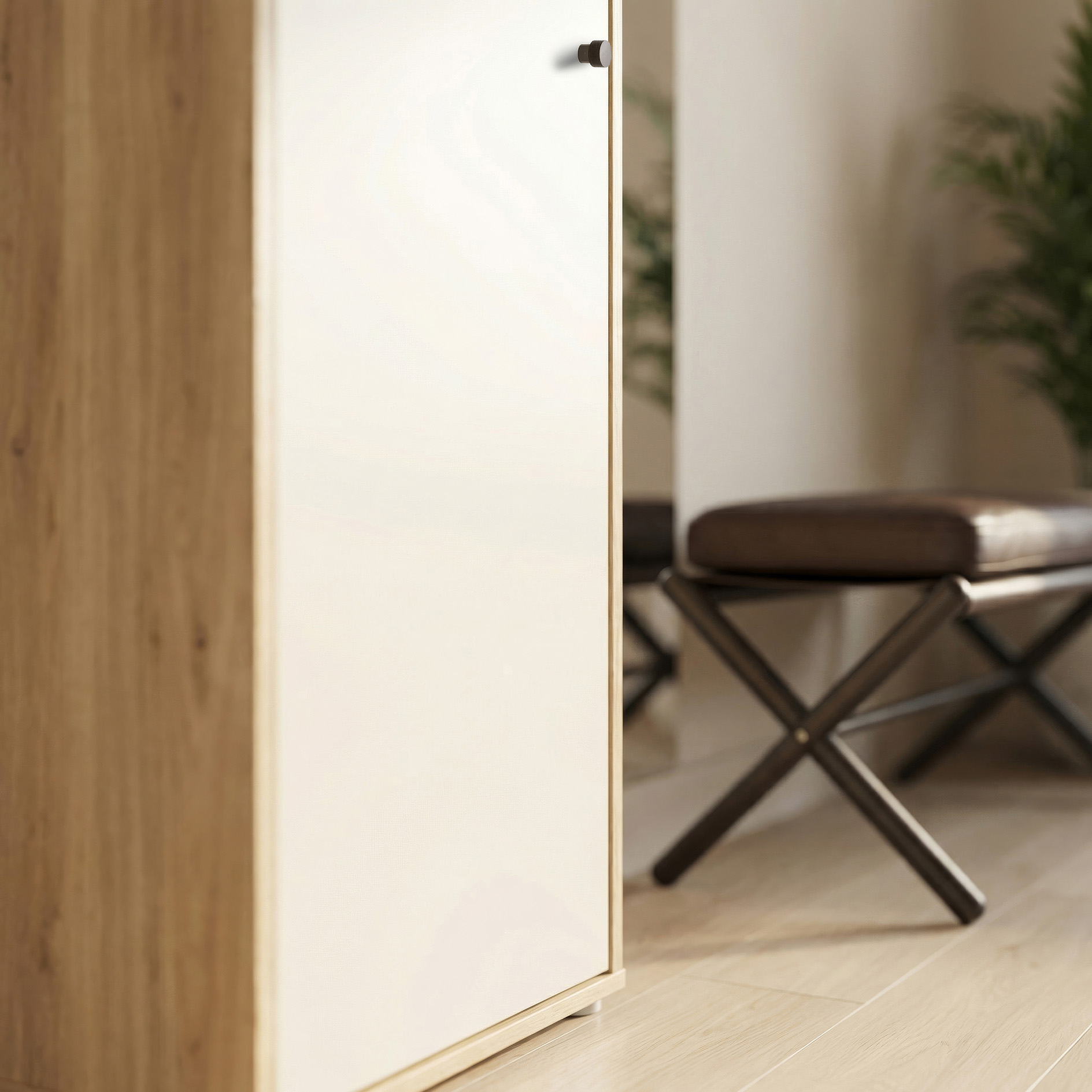 Garderobenschrank - sandfarben - Mauvella Eiche - 54 cm breit
