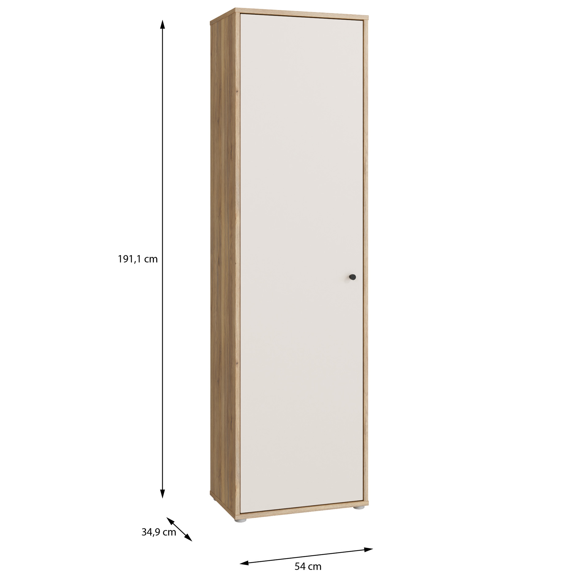 Garderobenschrank - sandfarben - Mauvella Eiche - 54 cm breit