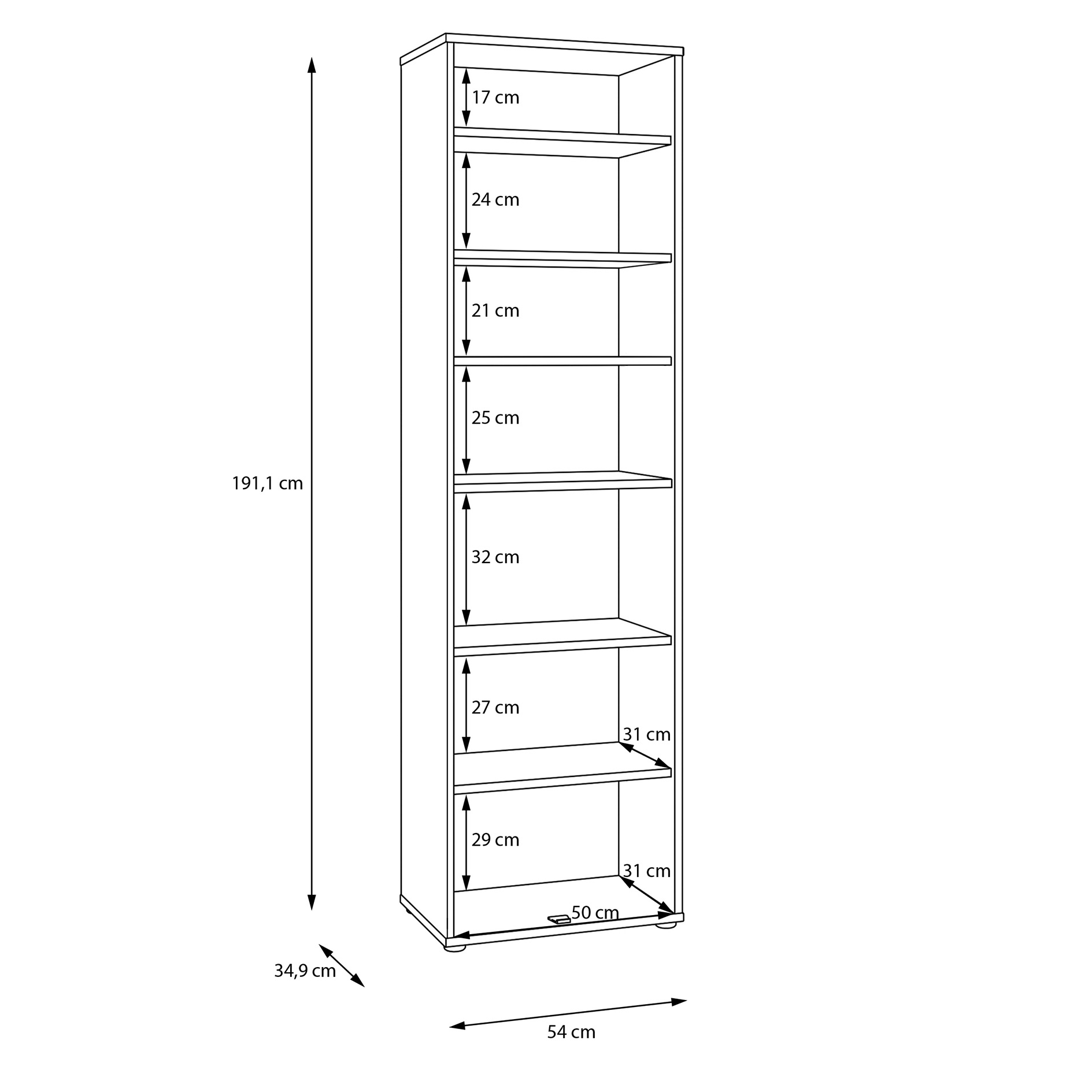 Garderobenschrank - sandfarben - Mauvella Eiche - 54 cm breit