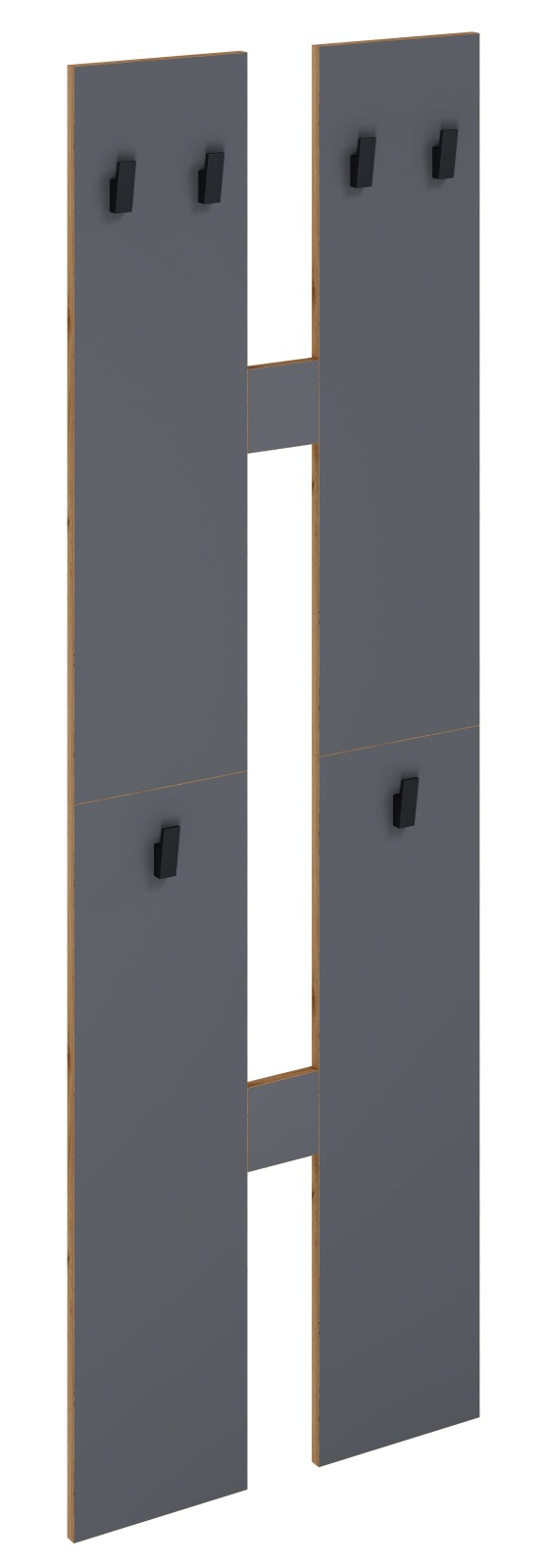 Garderobenset mit Ablage SALIA - anthrazit - Honig Eiche - 57x140 cm