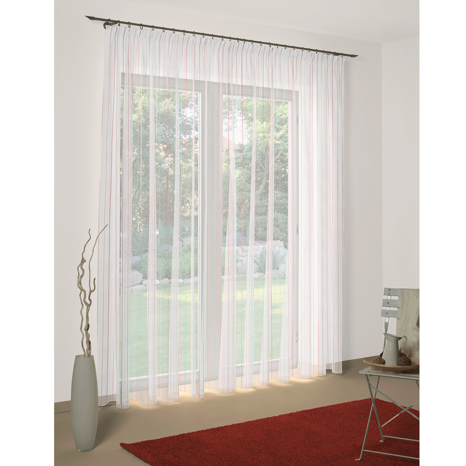 Gardine - Fertig-Store - terra - mit Faltenband - 750x225 cm