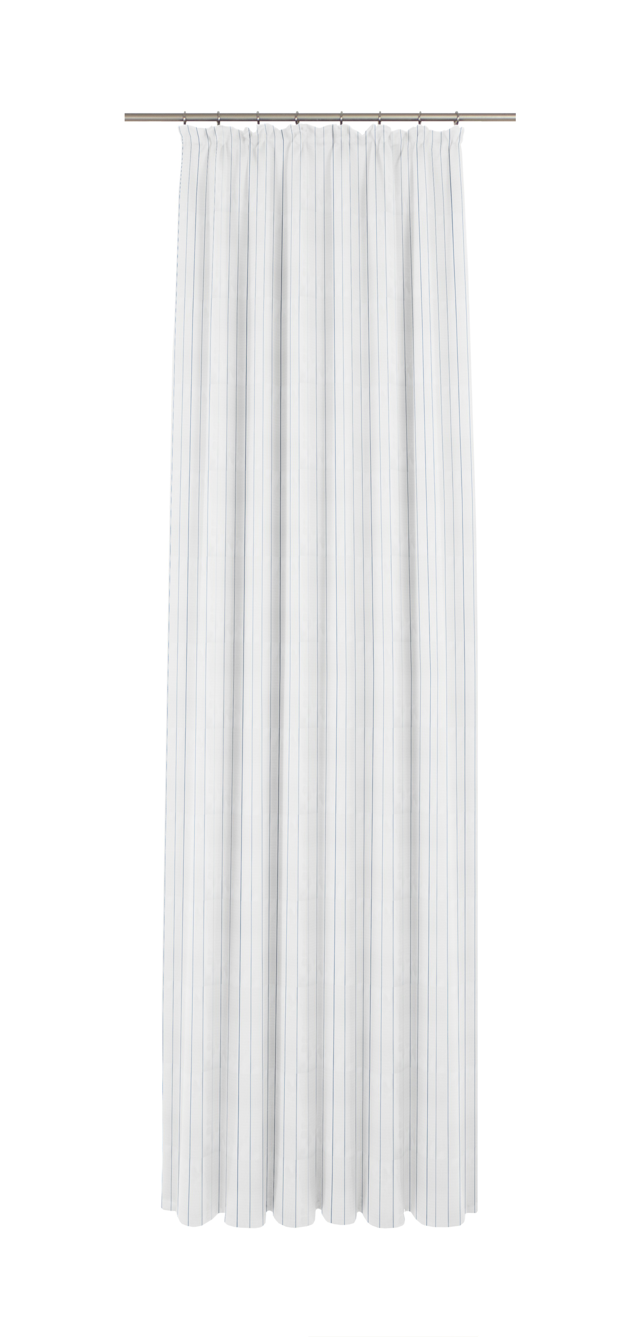 Gardine - Fertigstore - weiß-blau - Faltenband - 600x120 cm
