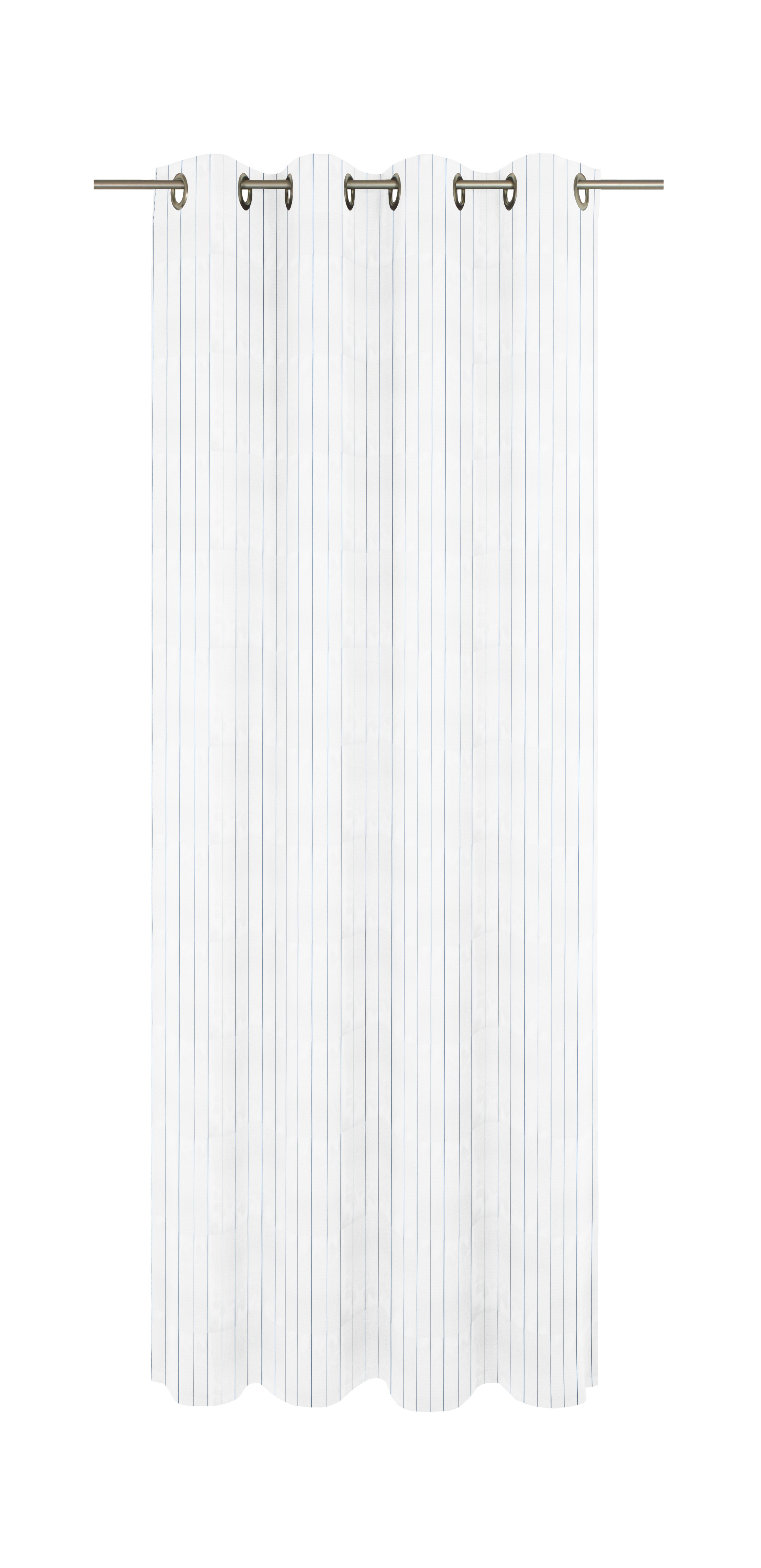 Gardine - Fertigstore - weiß-blau - Messingösen - 300x175 cm