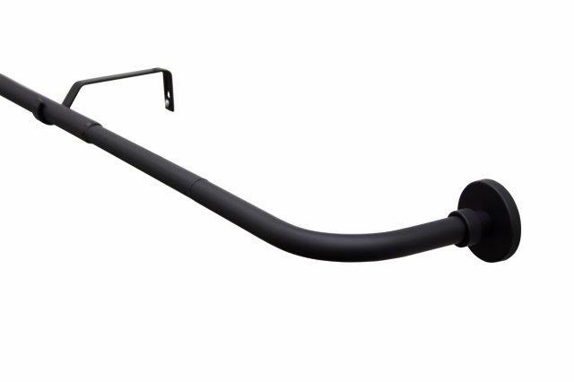 Gardinenstange-Set - schwarz matt - mit Zubehör - 130-180 cm