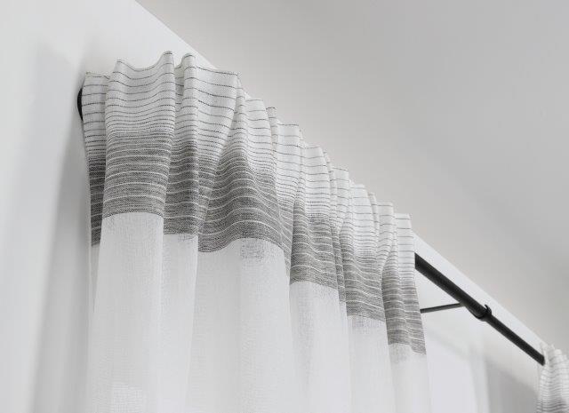 Gardinenstange-Set - schwarz matt -  mit Zubehör - 130-180 cm
