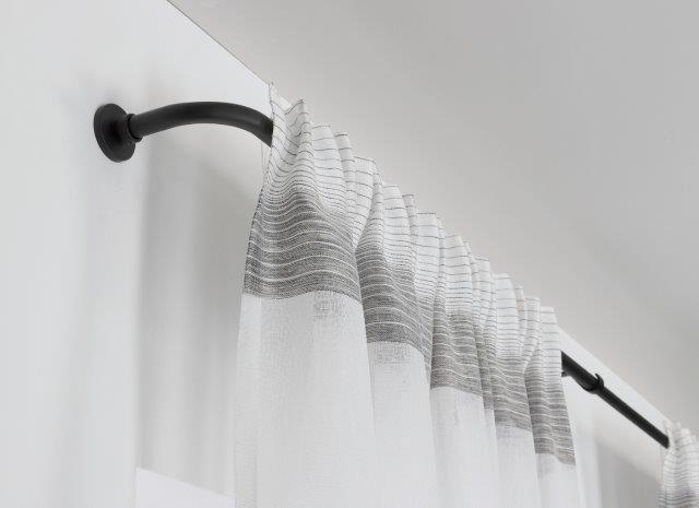 Gardinenstange-Set - schwarz matt -  mit Zubehör - 130-180 cm