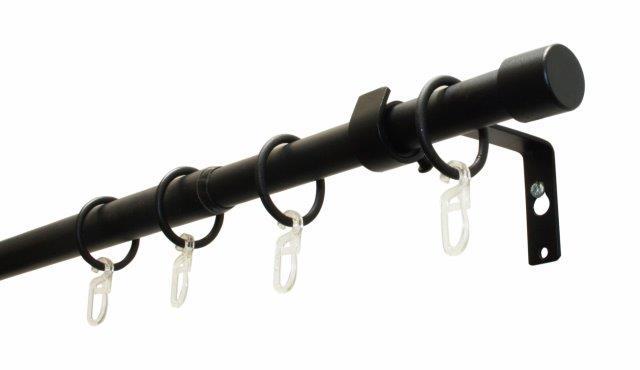 Gardinenstange-Set - schwarz matt - mit Zubehör - 180-310 cm