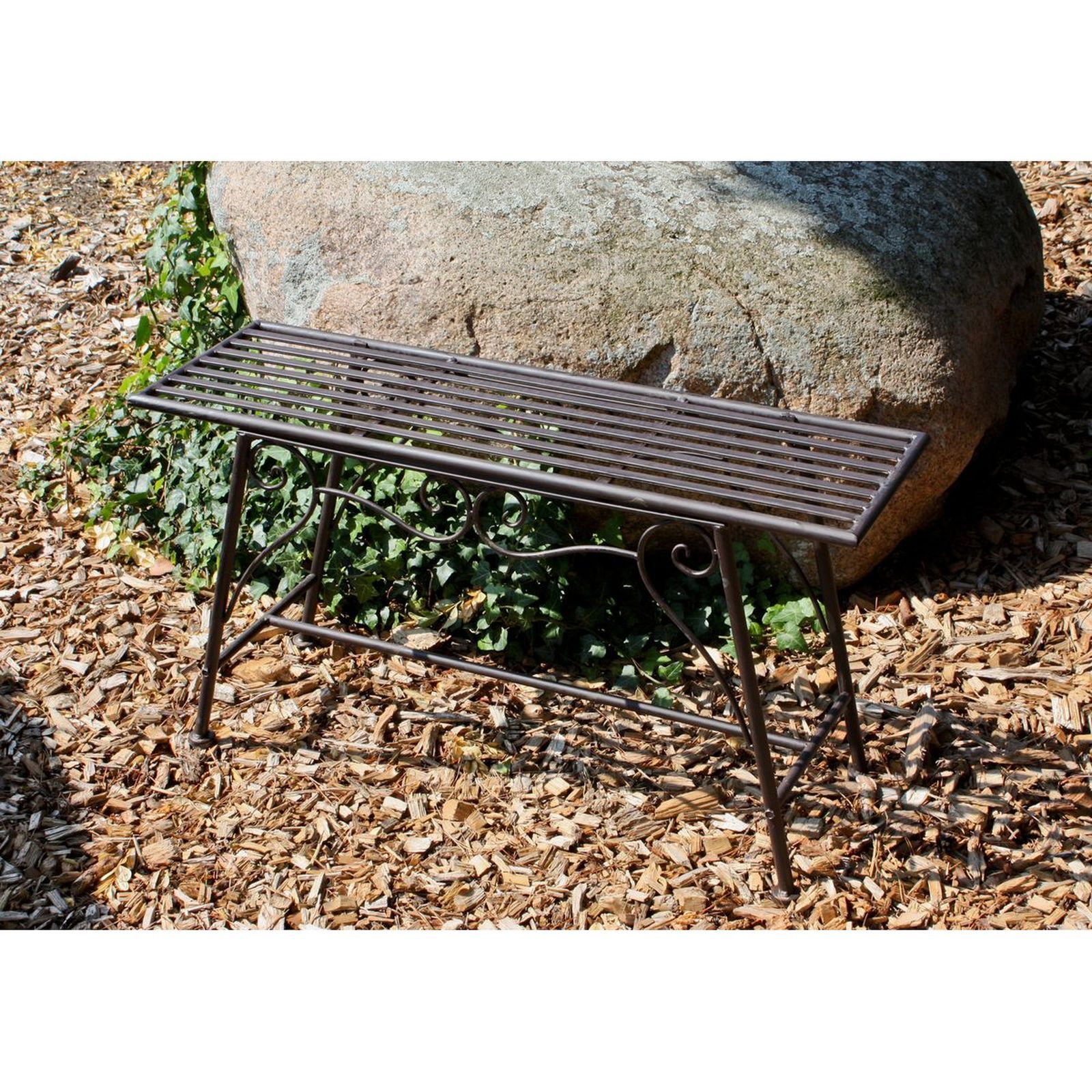 Gartenbank LORIN - Rostoptik - Stahl - 83 cm breit