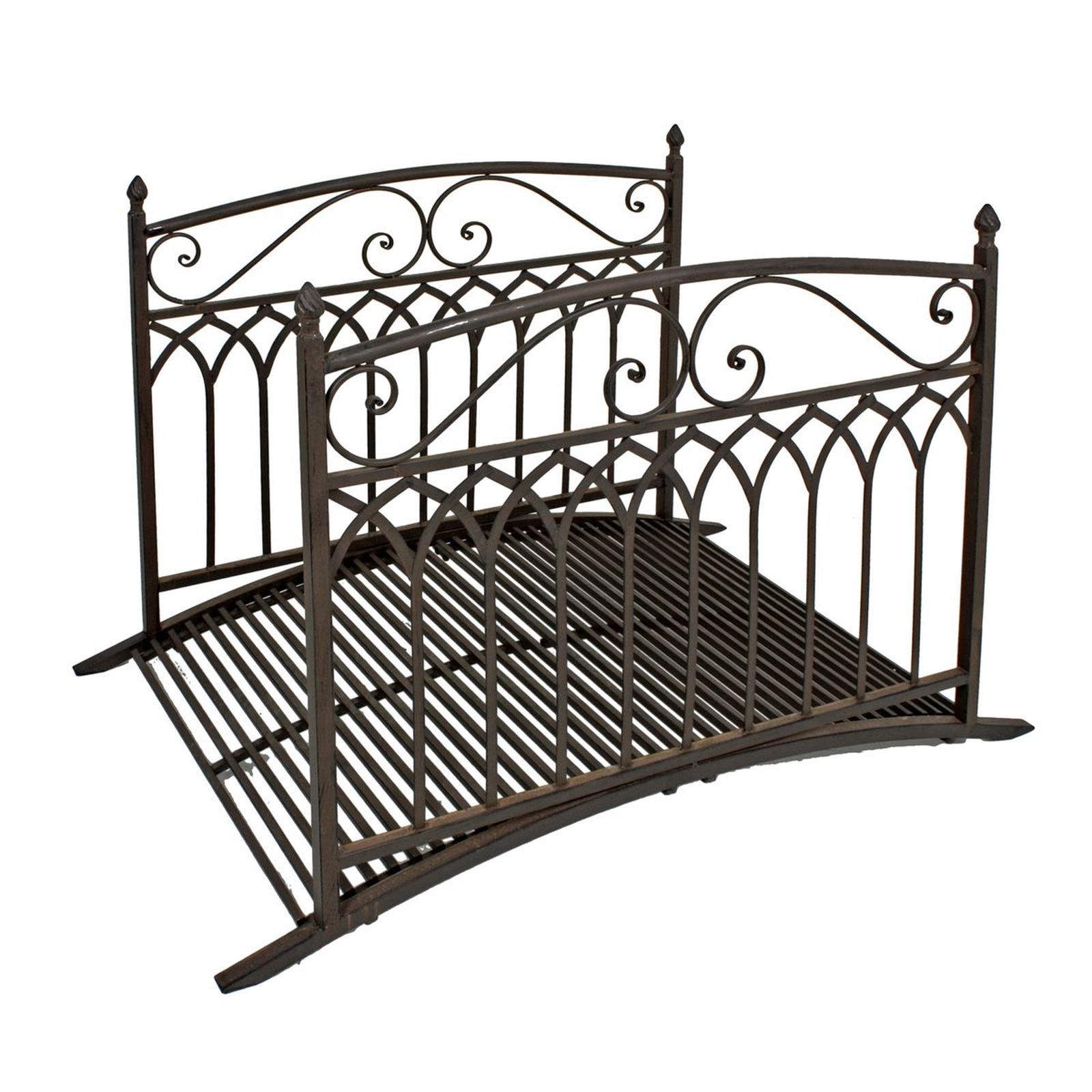 Gartenbrücke YASUR - Rost-Optik - mit Geländer