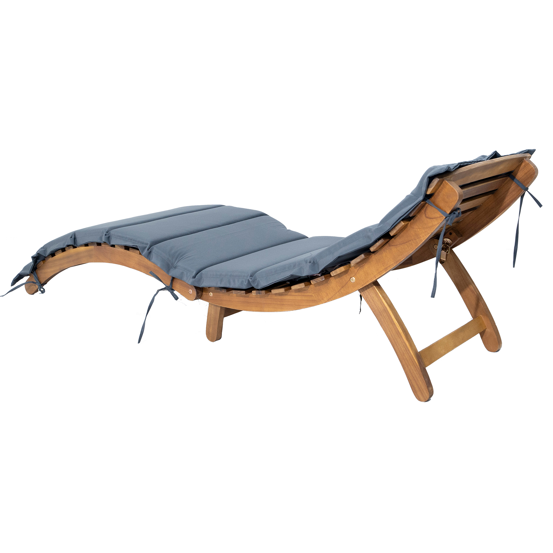 Gartenliege - holzfarben-dunkelgrau - 168x54 cm