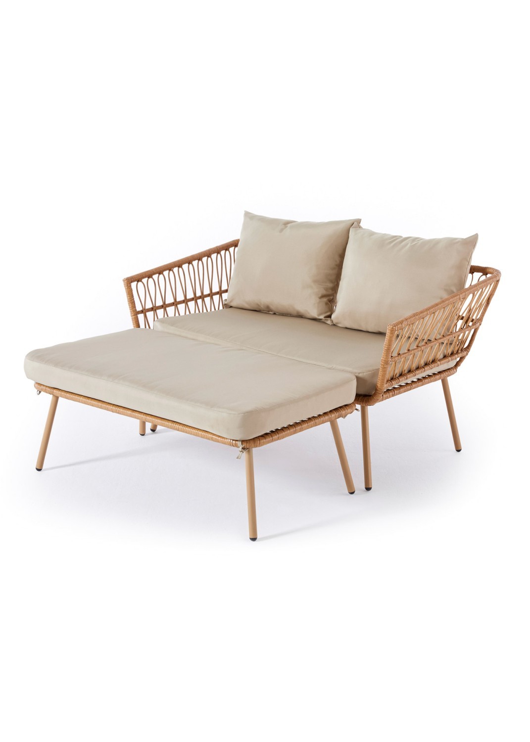 Gartenliege MARIANE - natur-beige - inklusive Kissen