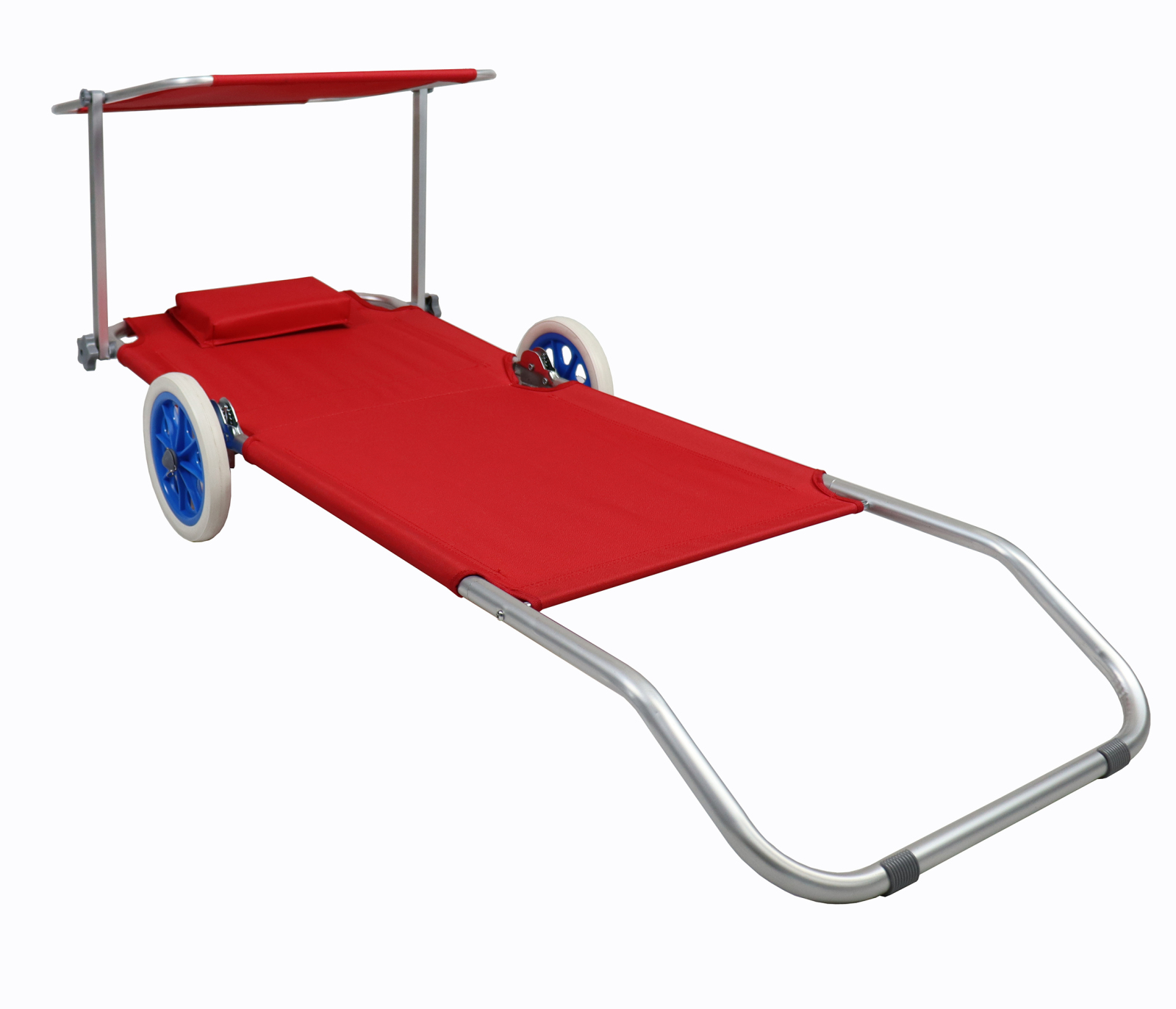 Gartenliege - rot - Textilene - rollbar