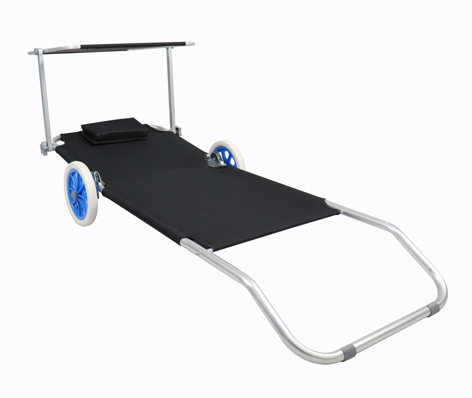 Gartenliege - schwarz - Textilene - rollbar