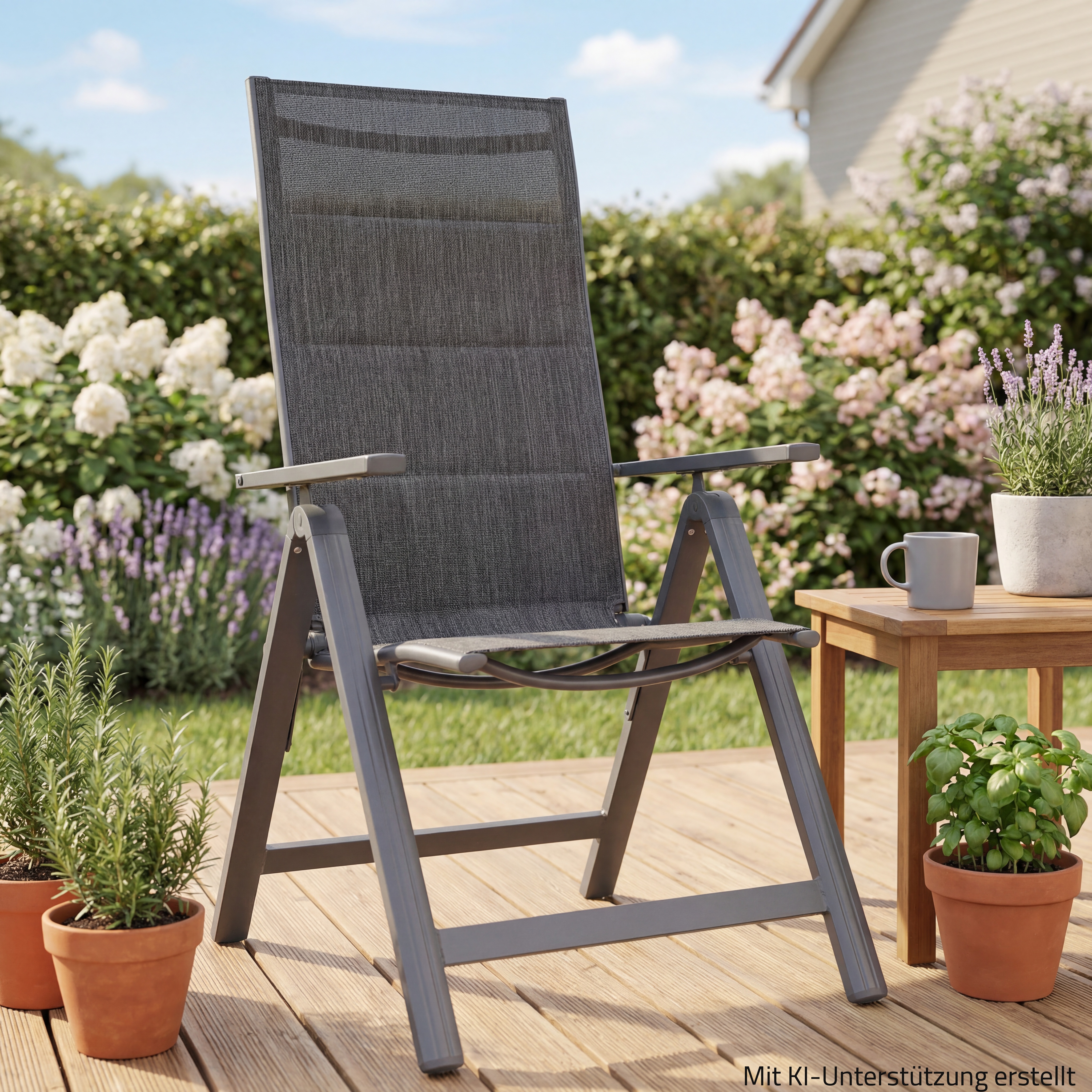 Gartensessel - dunkelgrau - Aluminium