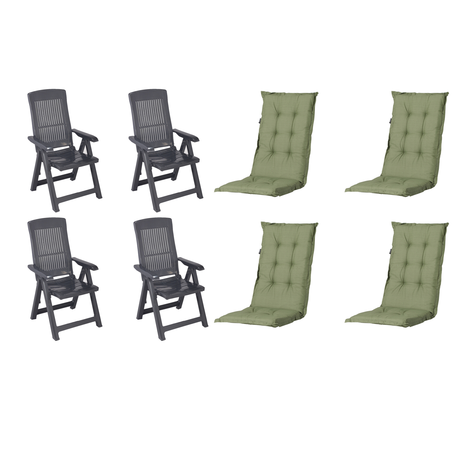 Gartenstuhl-Set TAMPA - anthrazit-grün - mit Auflagen