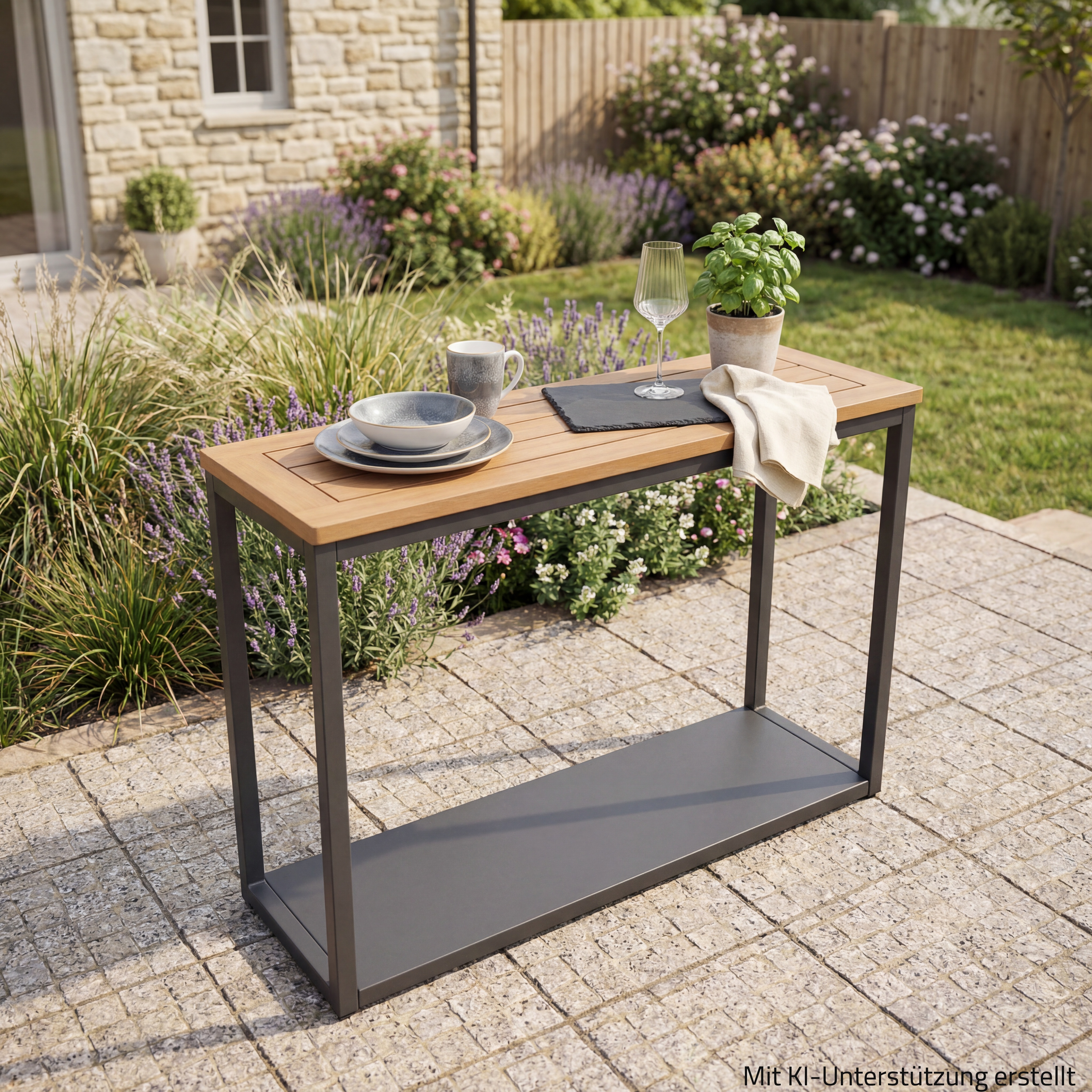 Gartentisch - anthrazit - Akazie massiv - eckig - 75x23 cm